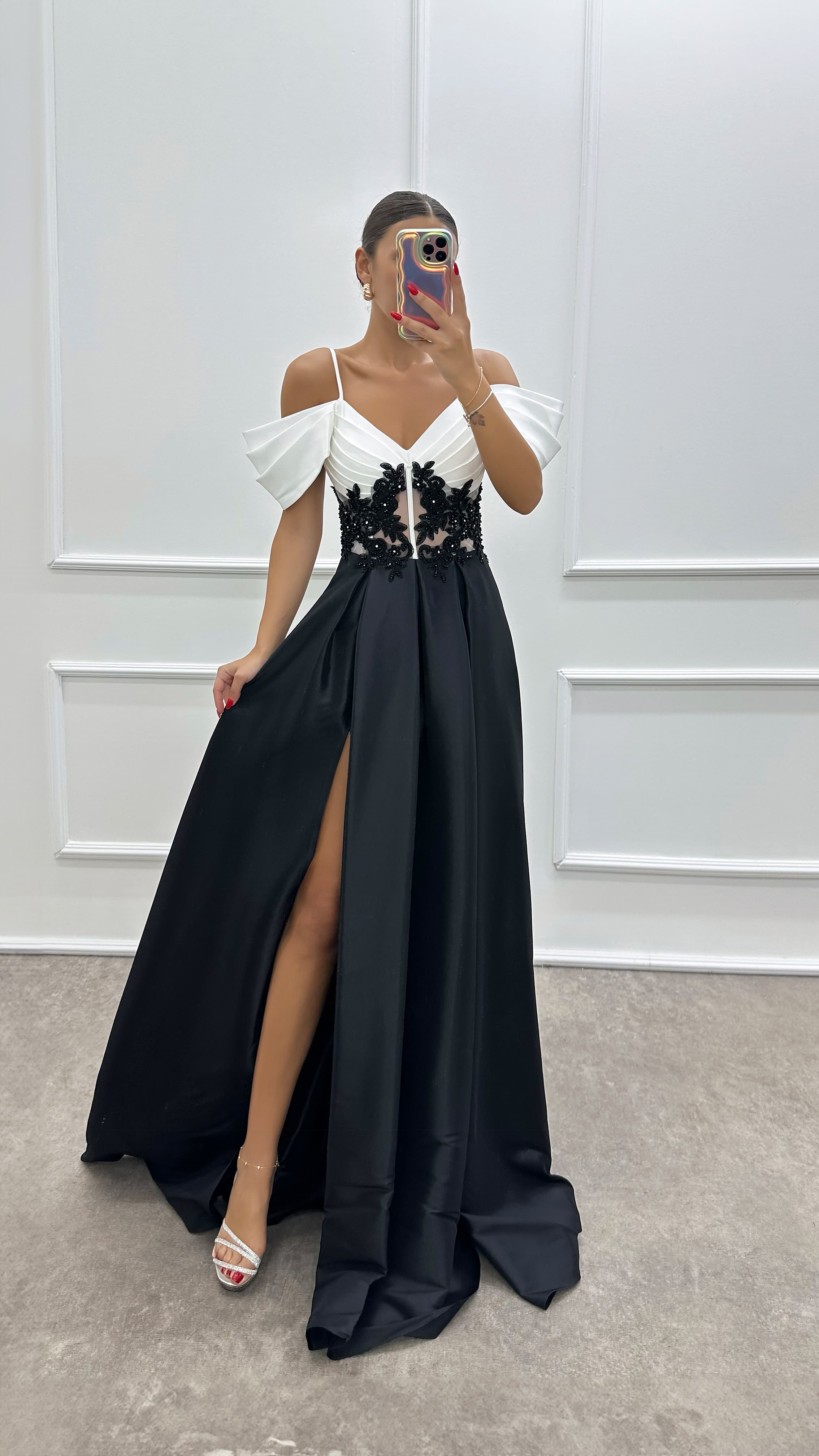 Rope Strap Sheer Waist Detailed Evening Dress