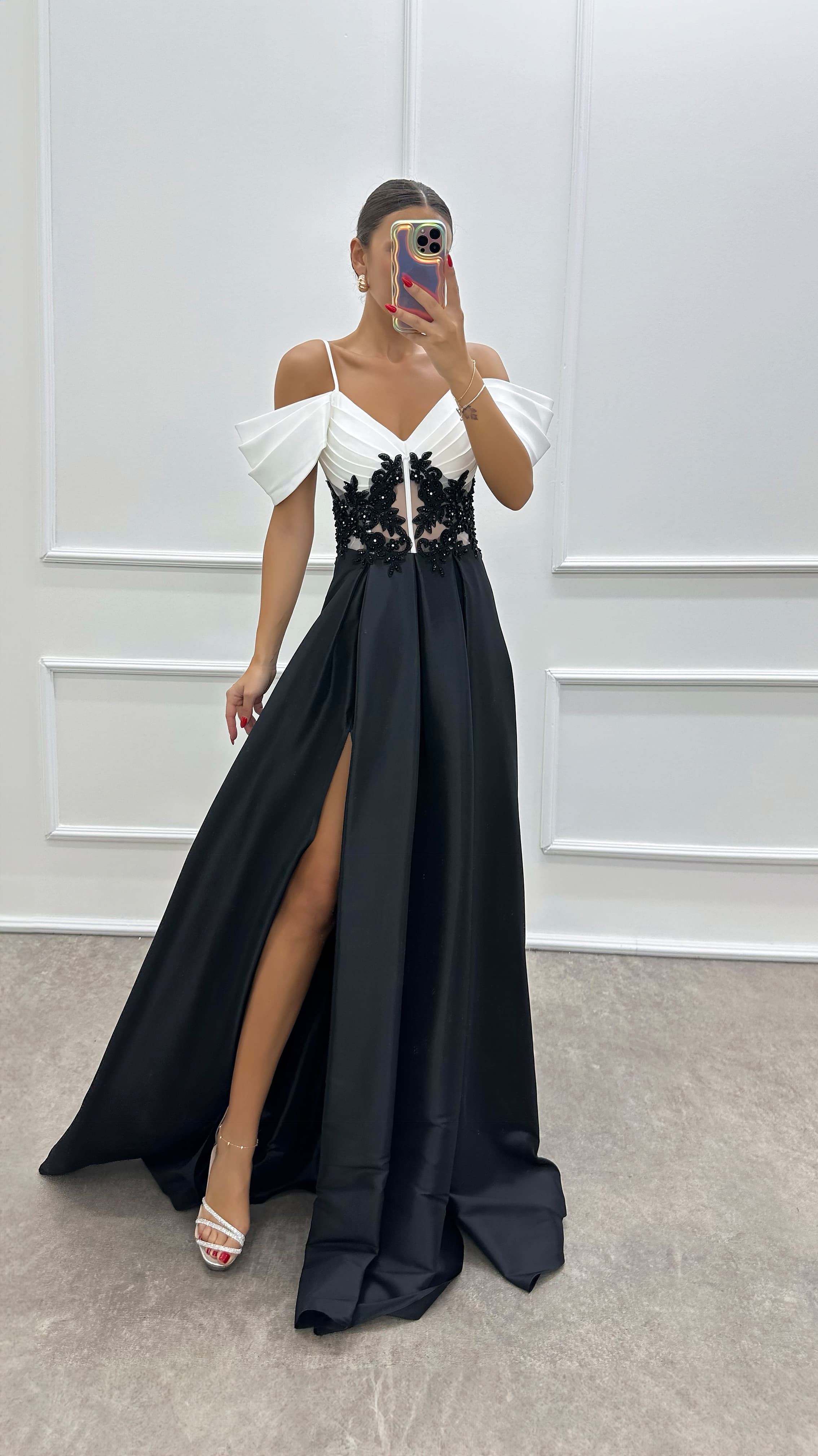 Rope Strap Sheer Waist Detailed Evening Dress
