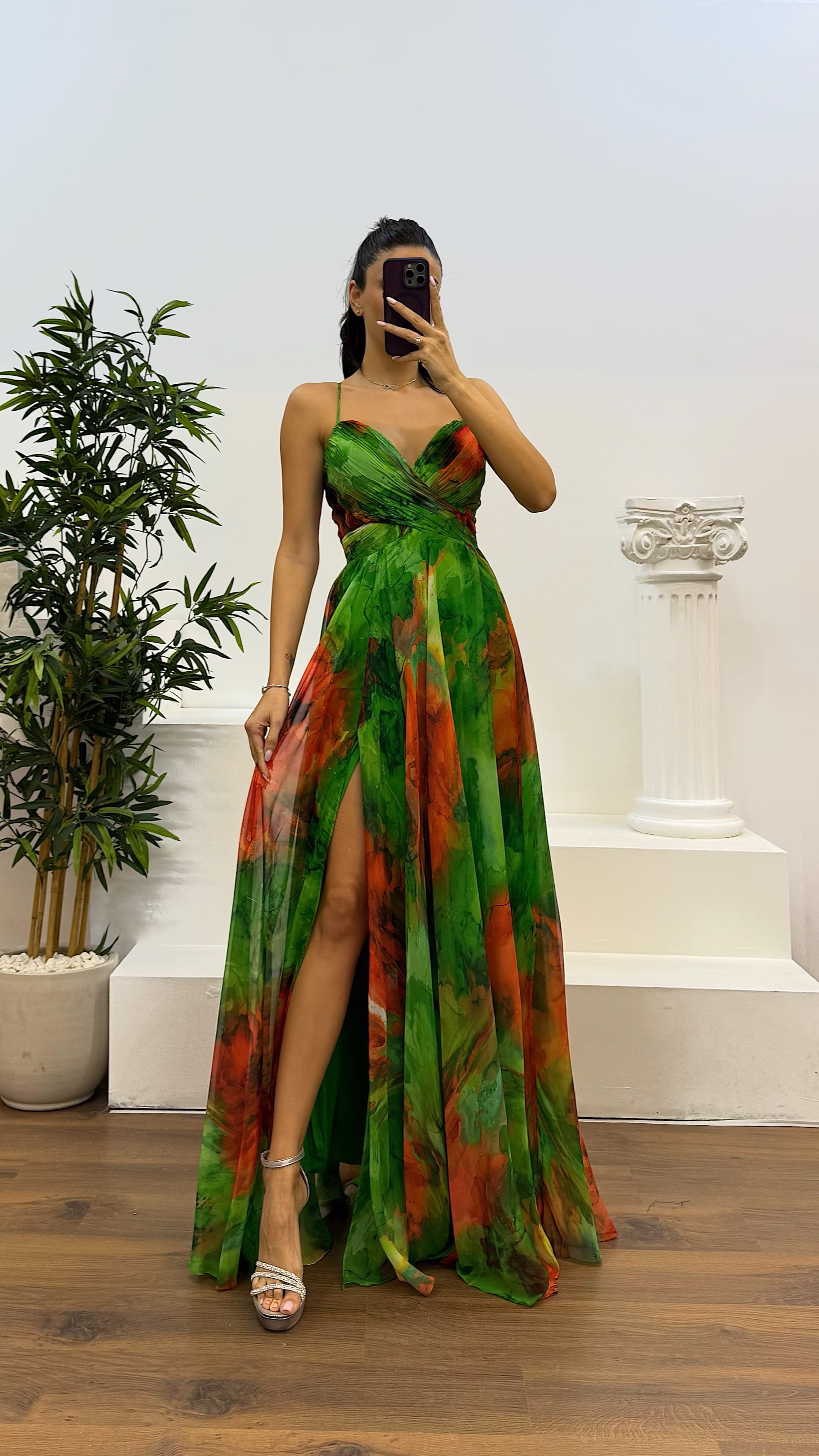 Rope Strap Transparent Detailed Evening Dress