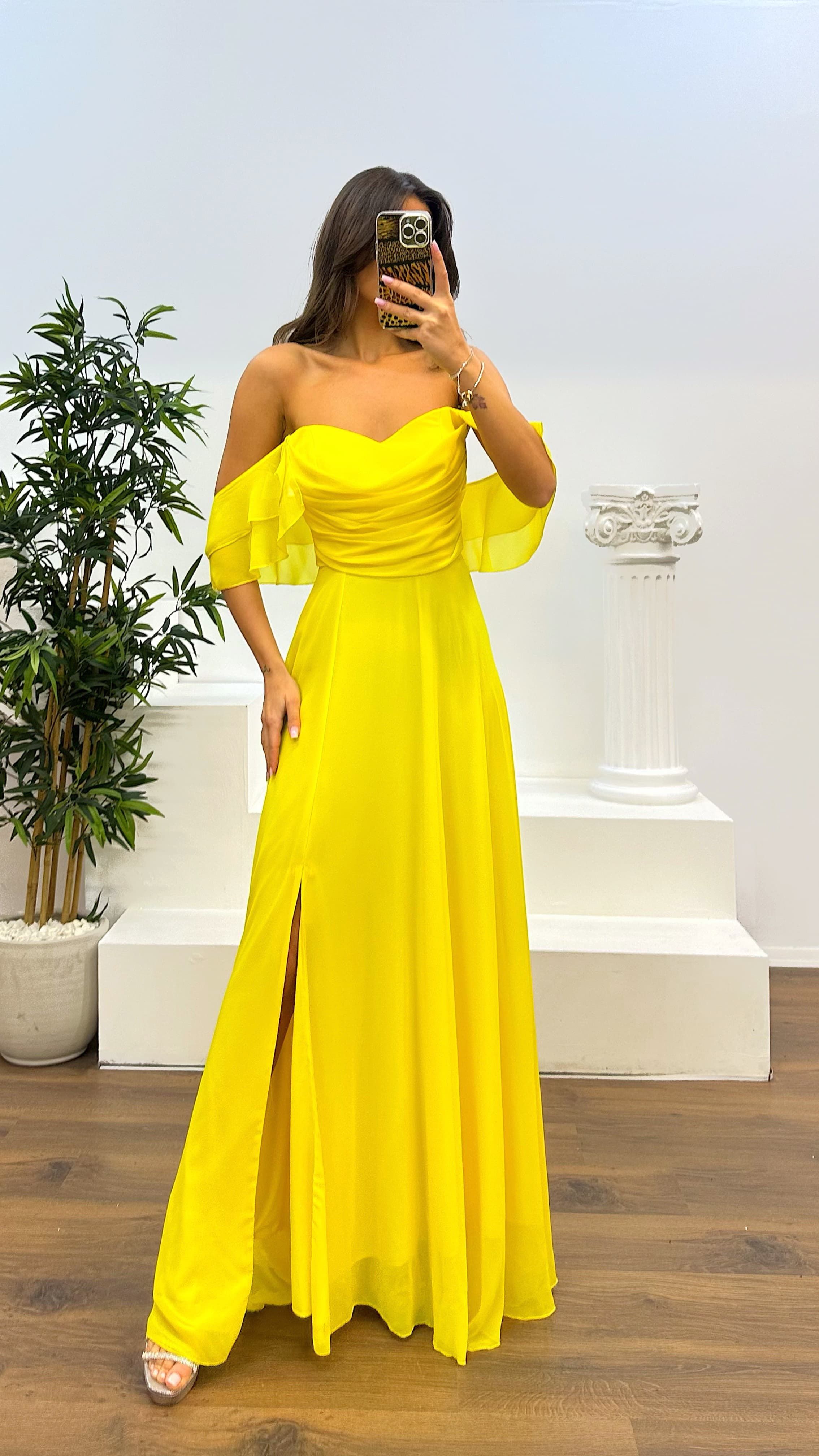Chest Draped Chiffon Evening Dress