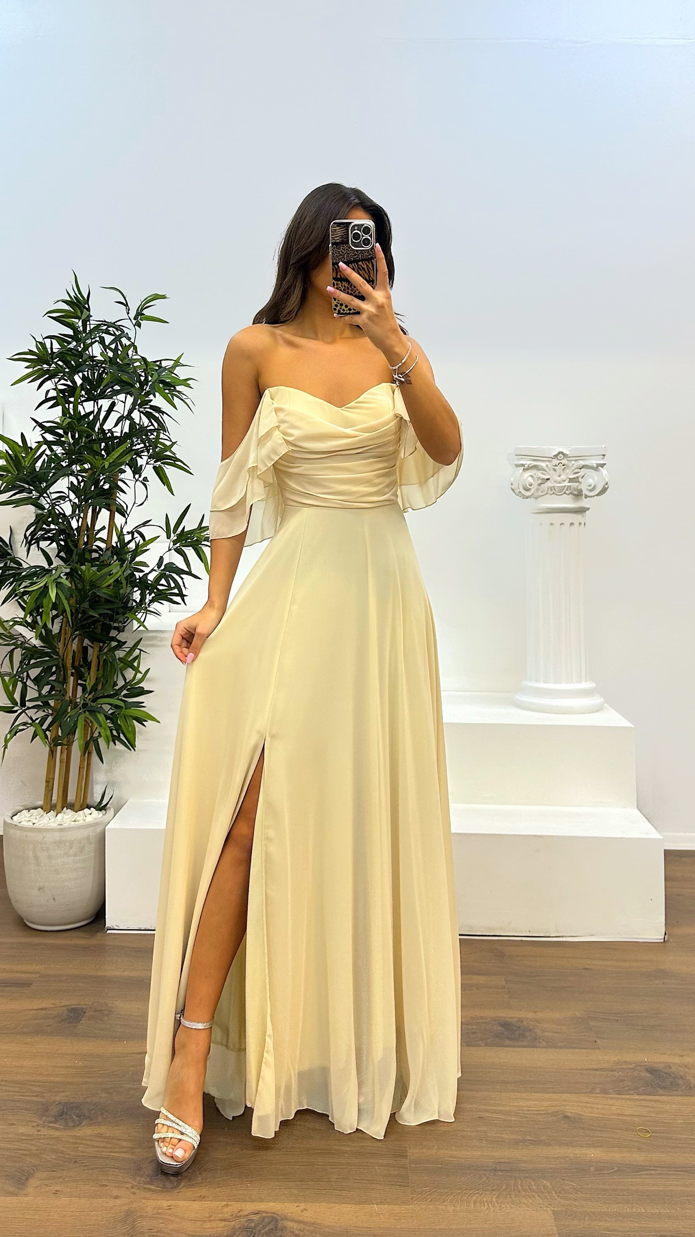 Chest Draped Chiffon Evening Dress