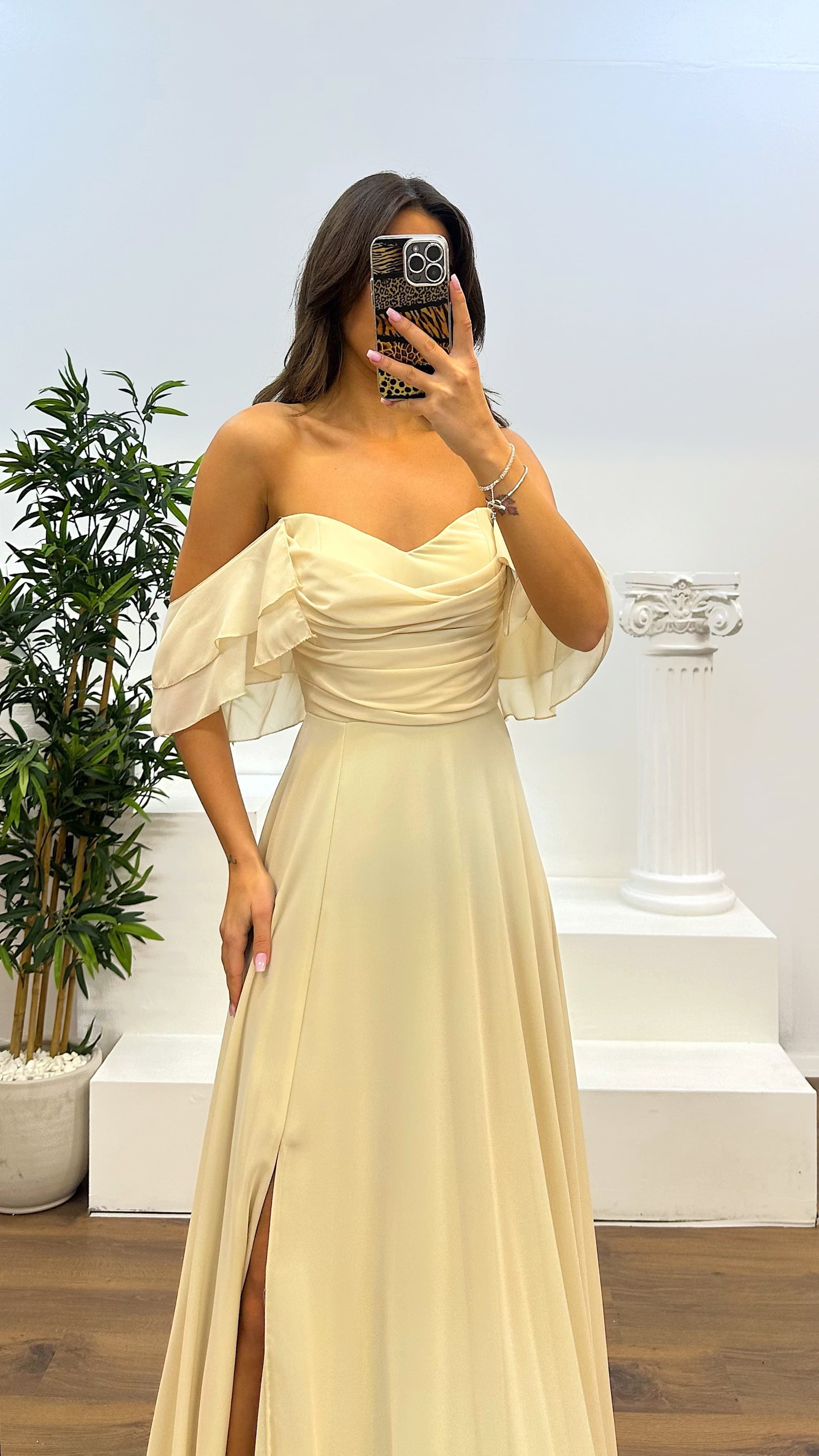 Chest Draped Chiffon Evening Dress