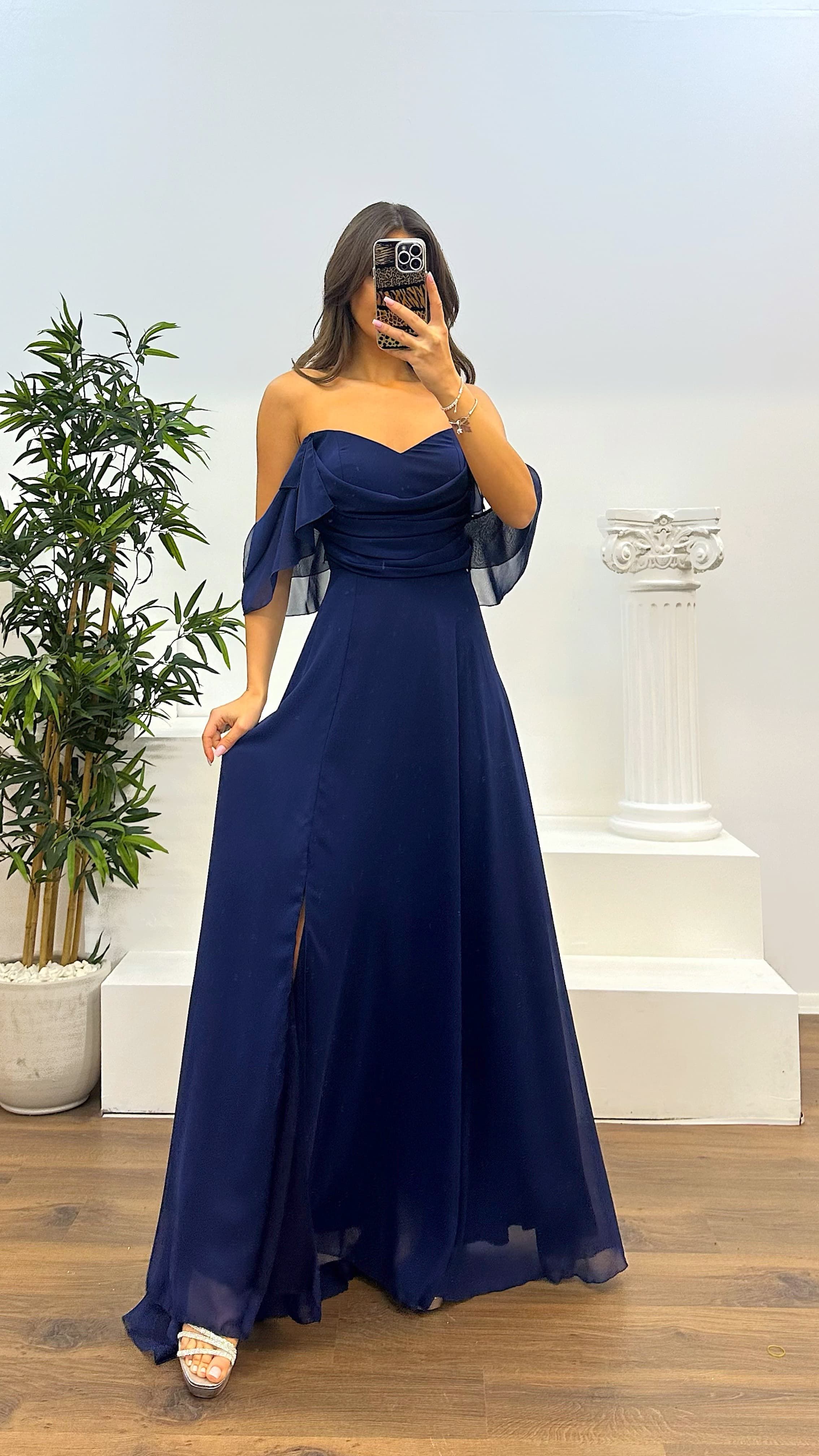 Chest Draped Chiffon Evening Dress