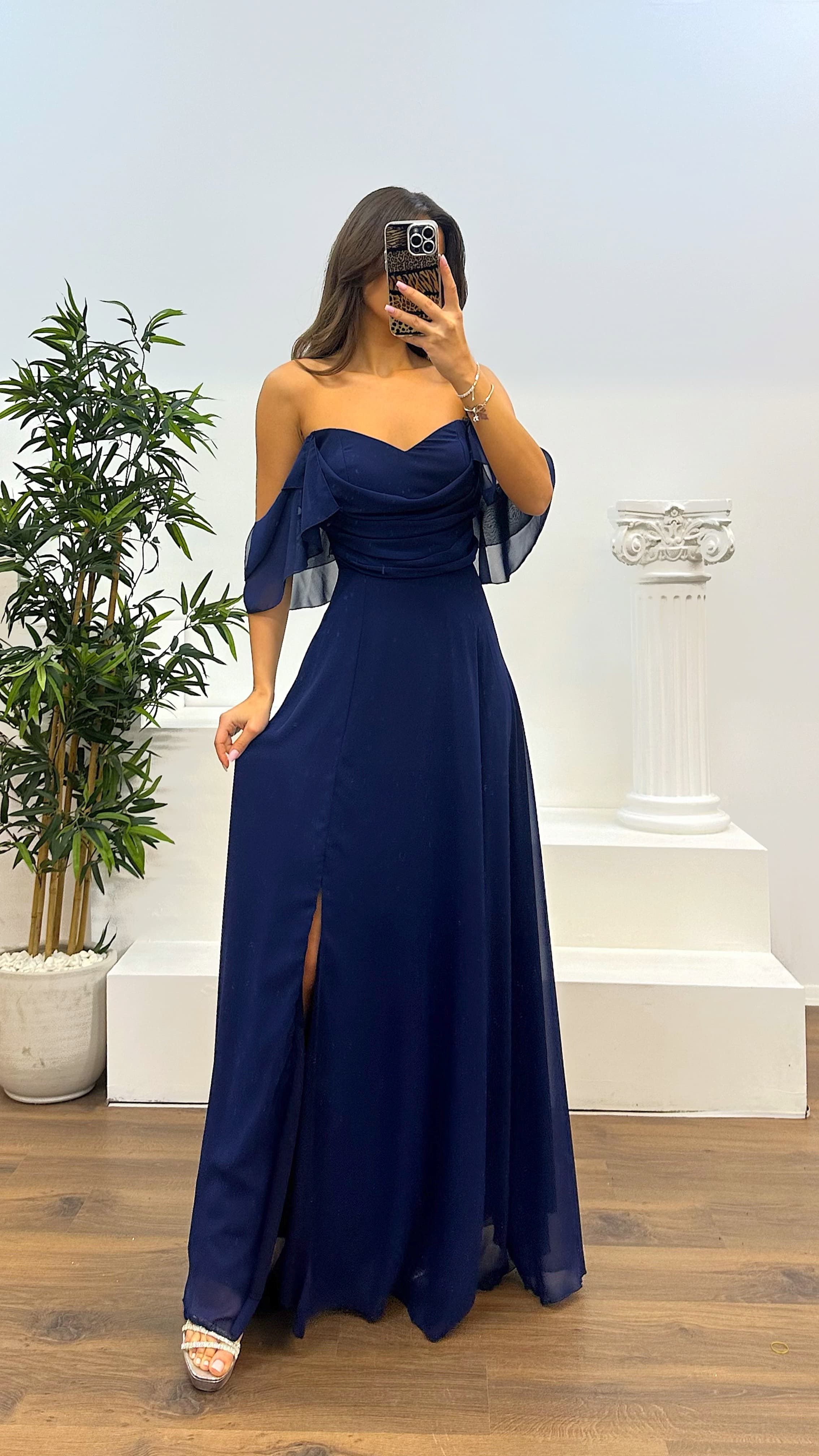 Chest Draped Chiffon Evening Dress