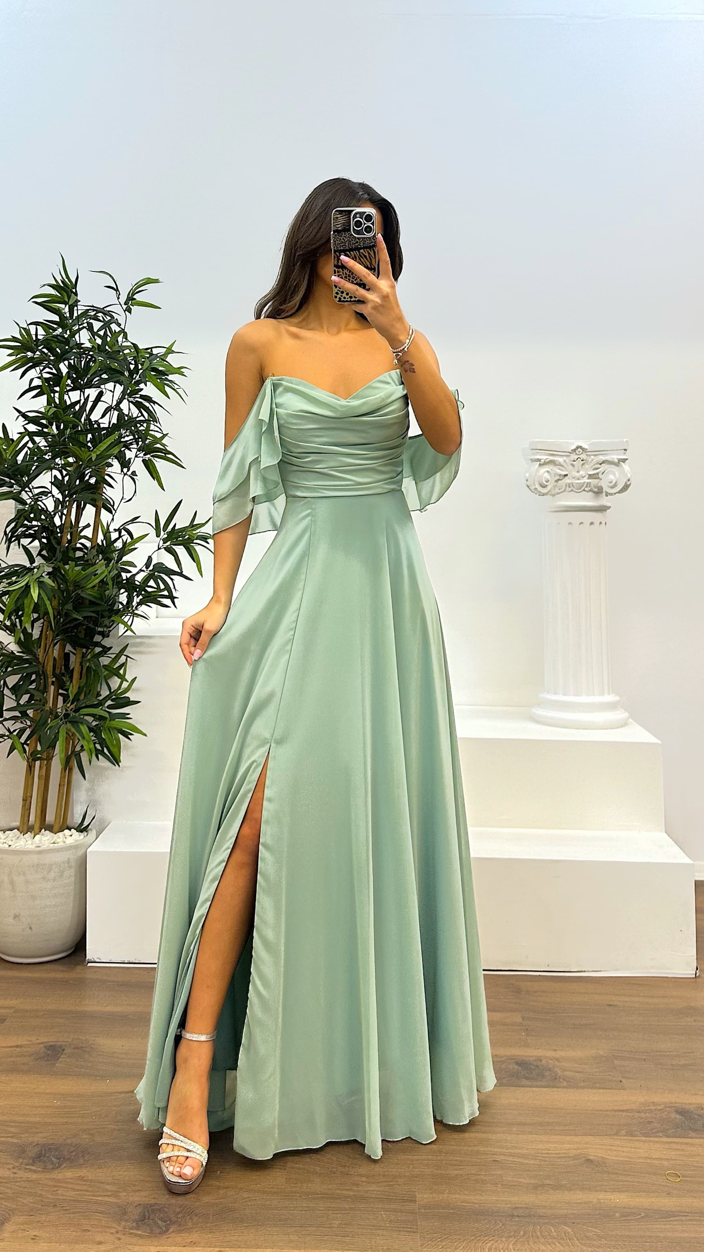 Chest Draped Chiffon Evening Dress