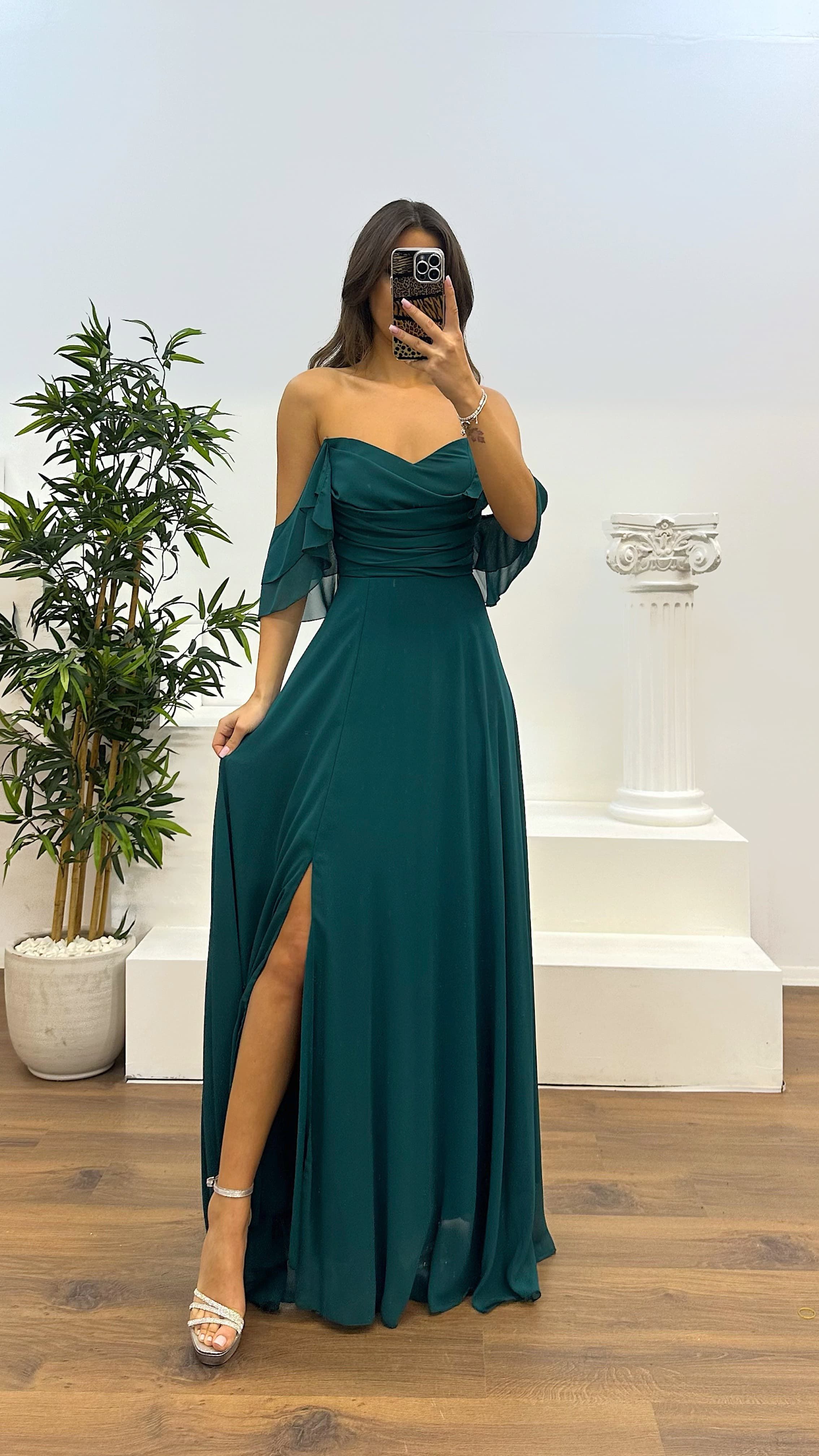 Chest Draped Chiffon Evening Dress