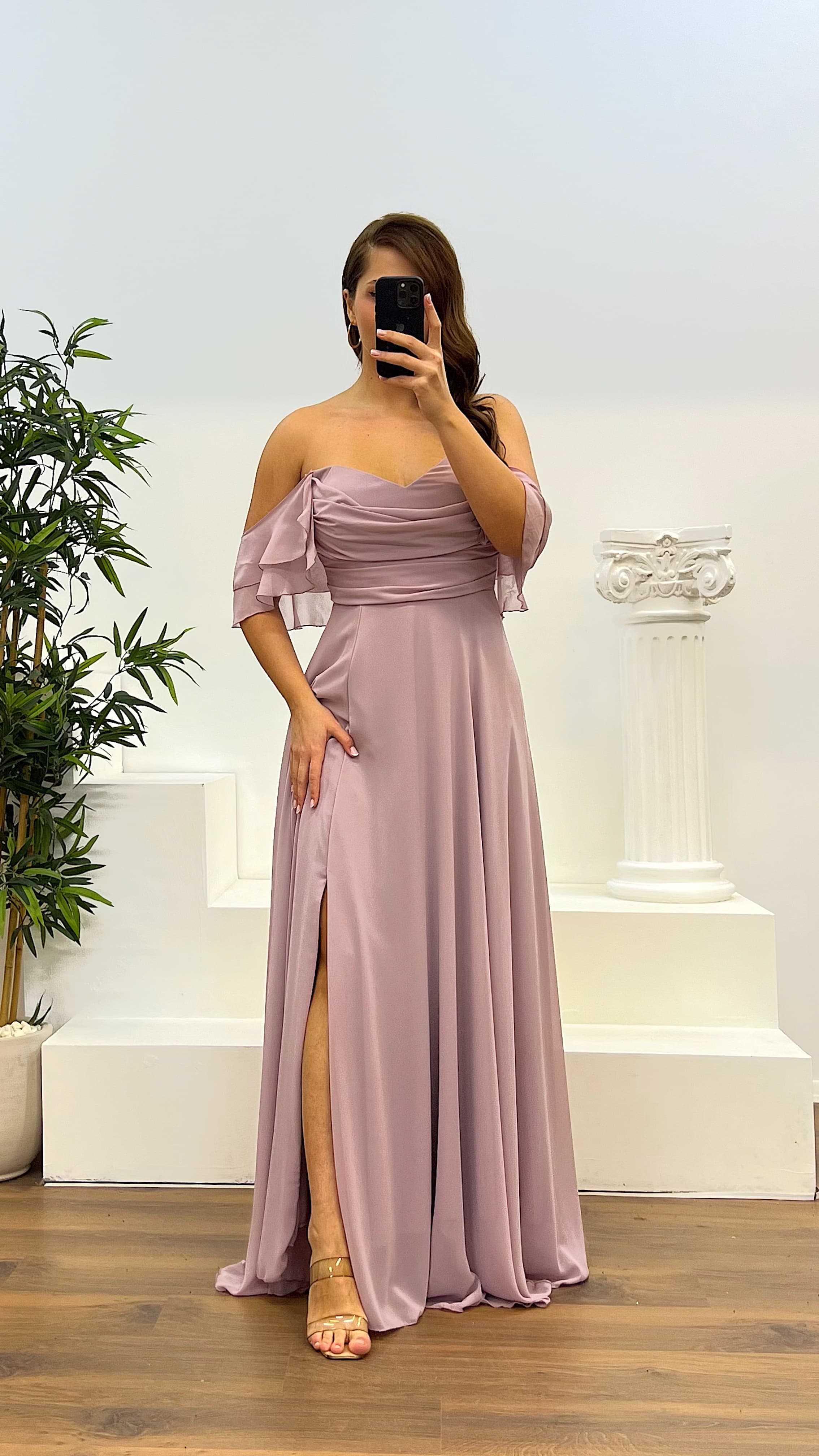 Chest Draped Chiffon Big Benden Evening Dress