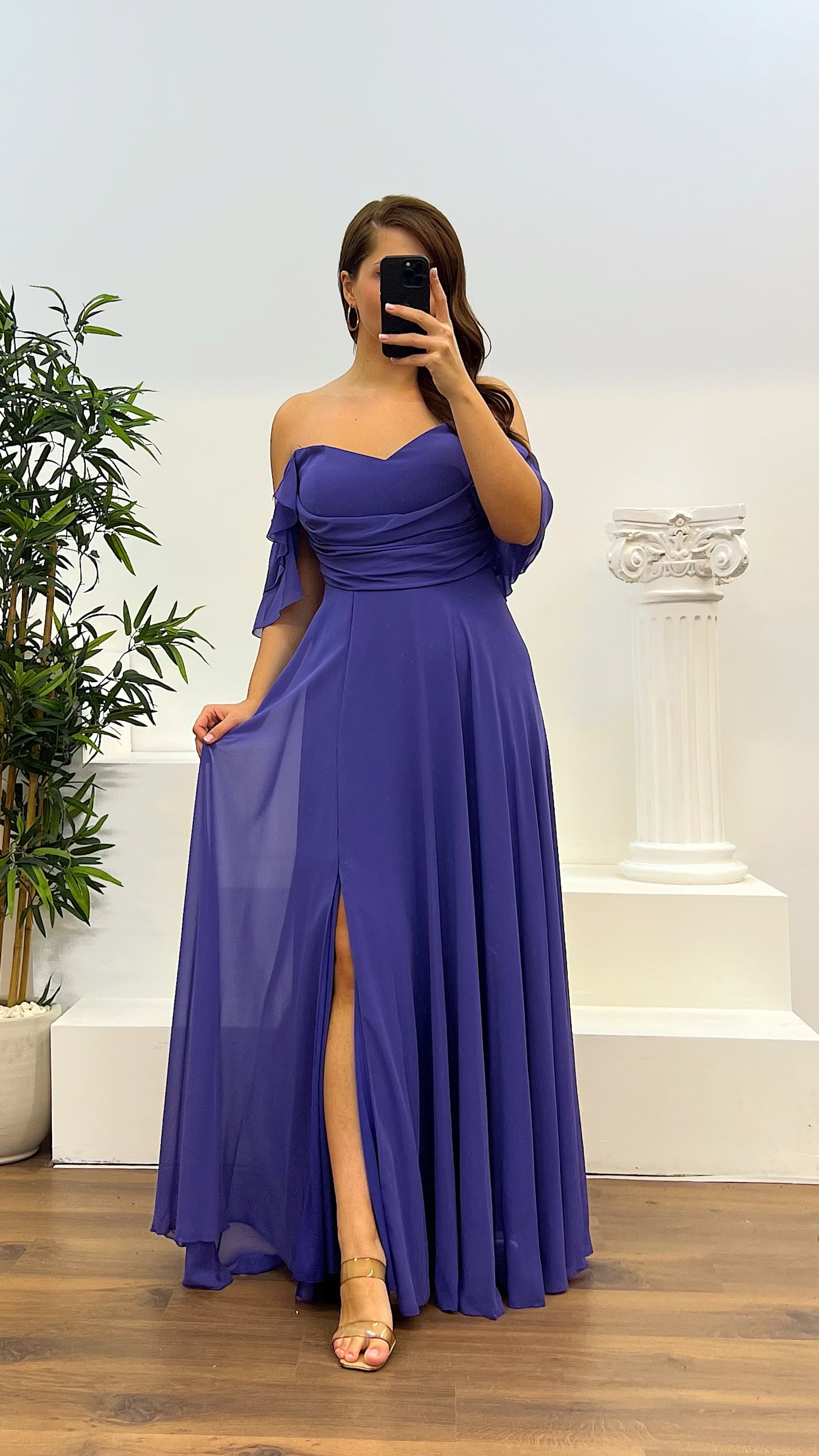Chest Draped Chiffon Big Benden Evening Dress