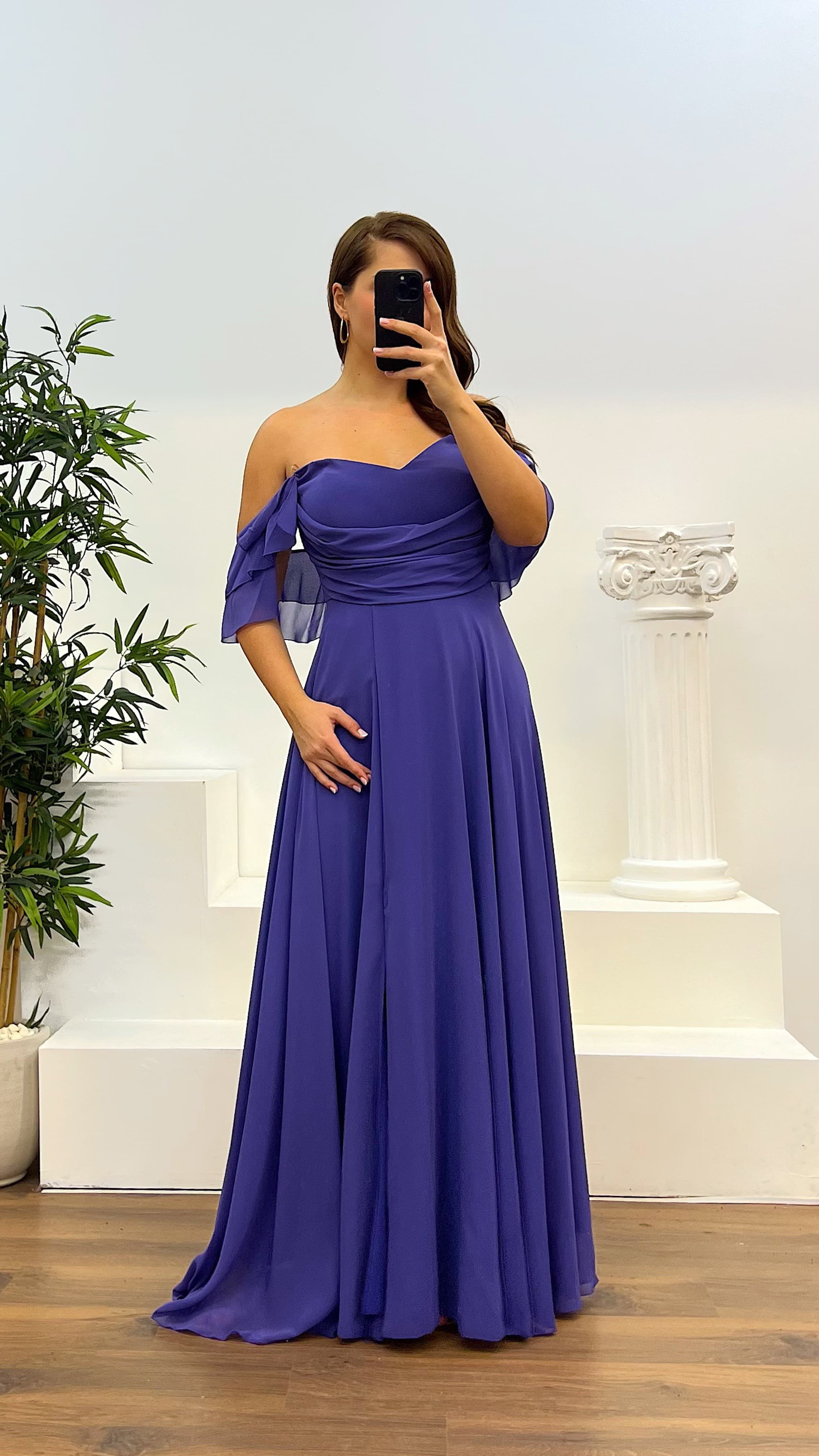 Chest Draped Chiffon Big Benden Evening Dress