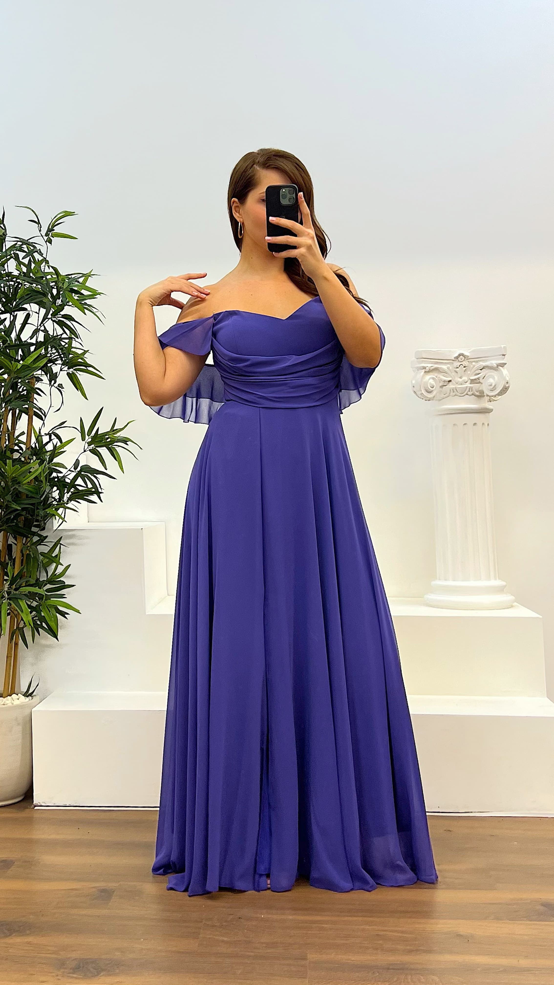 Chest Draped Chiffon Big Benden Evening Dress