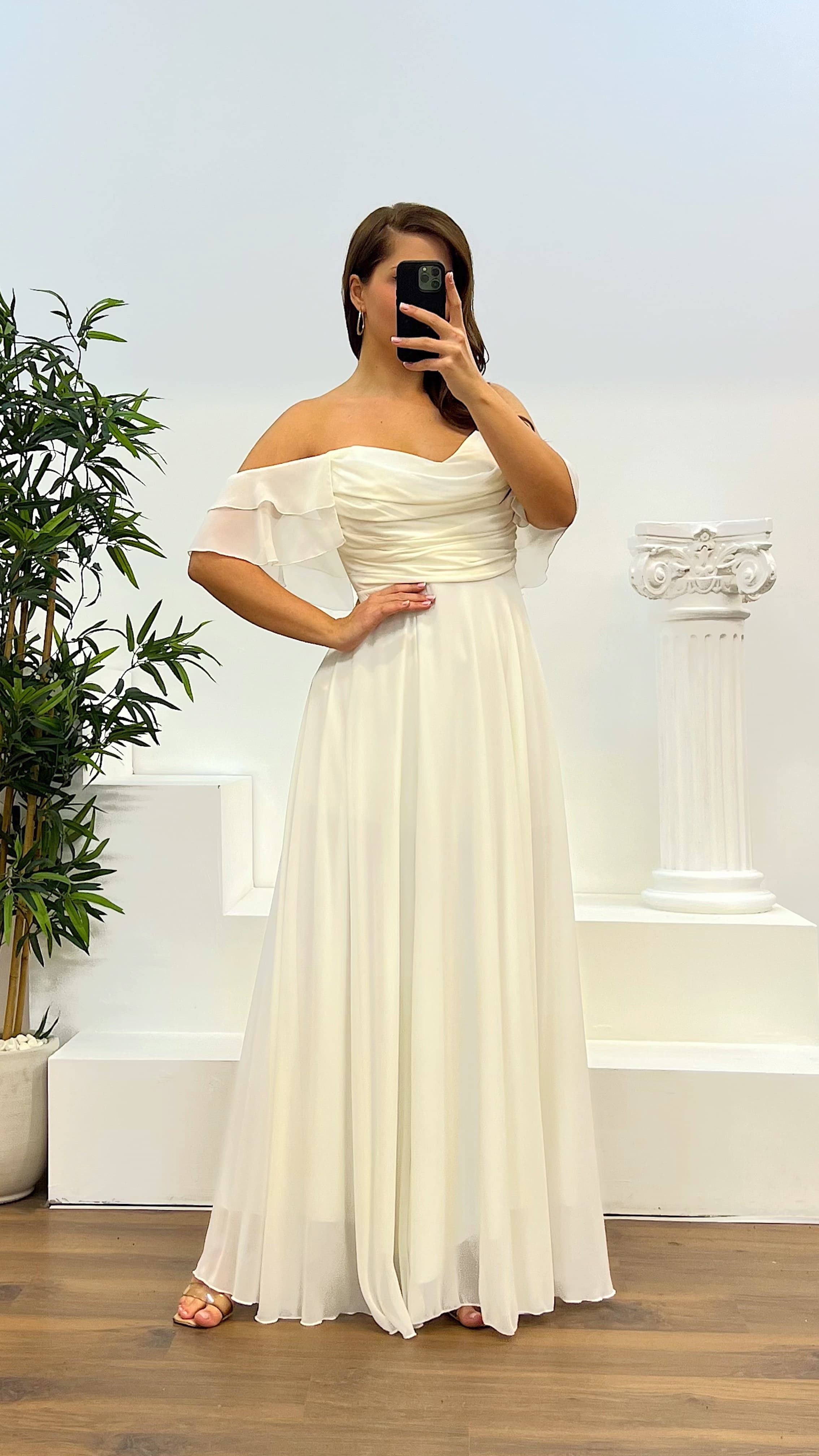 Chest Draped Chiffon Big Benden Evening Dress