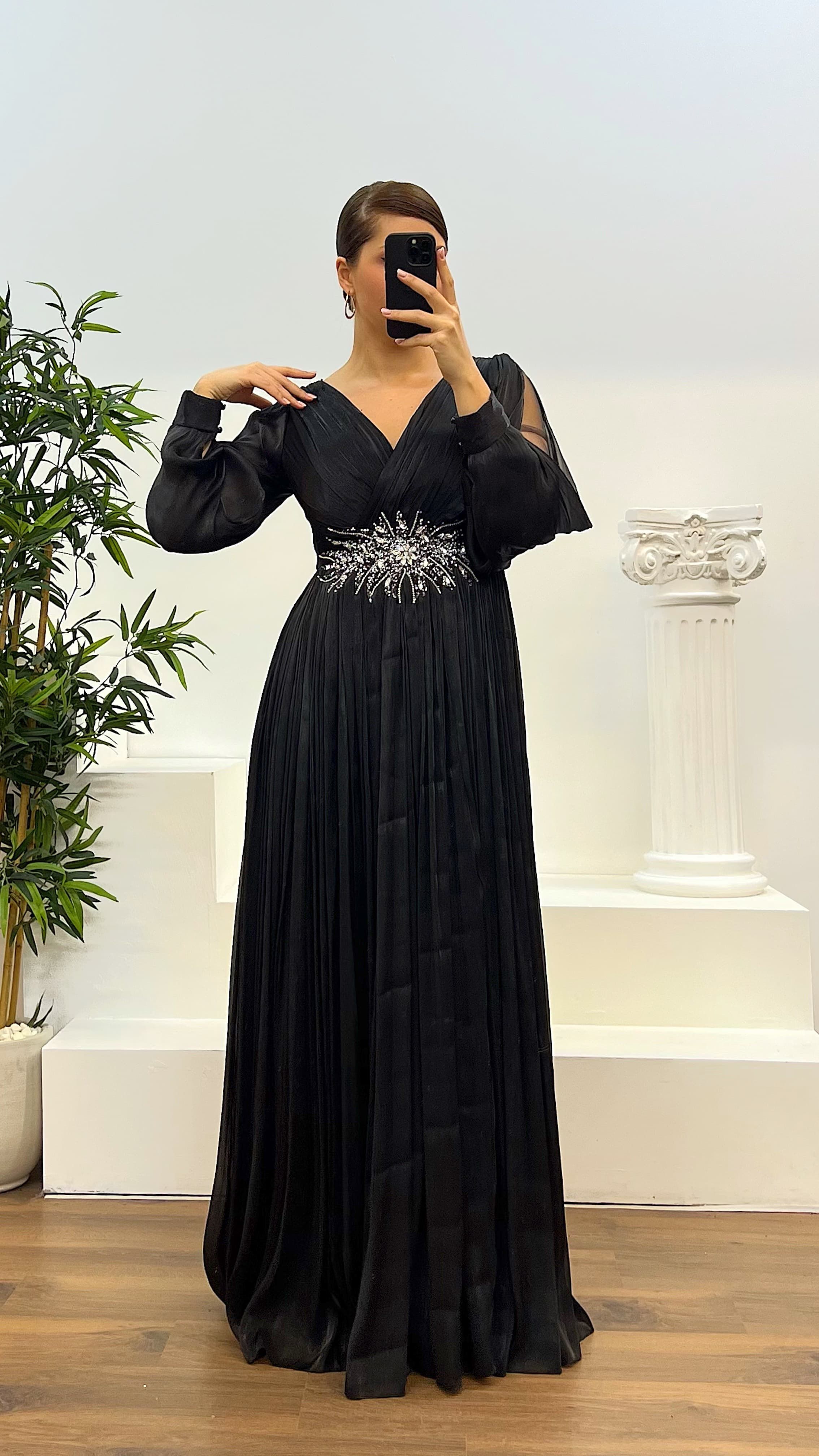 Waist Detail Plus Size Evening Dress