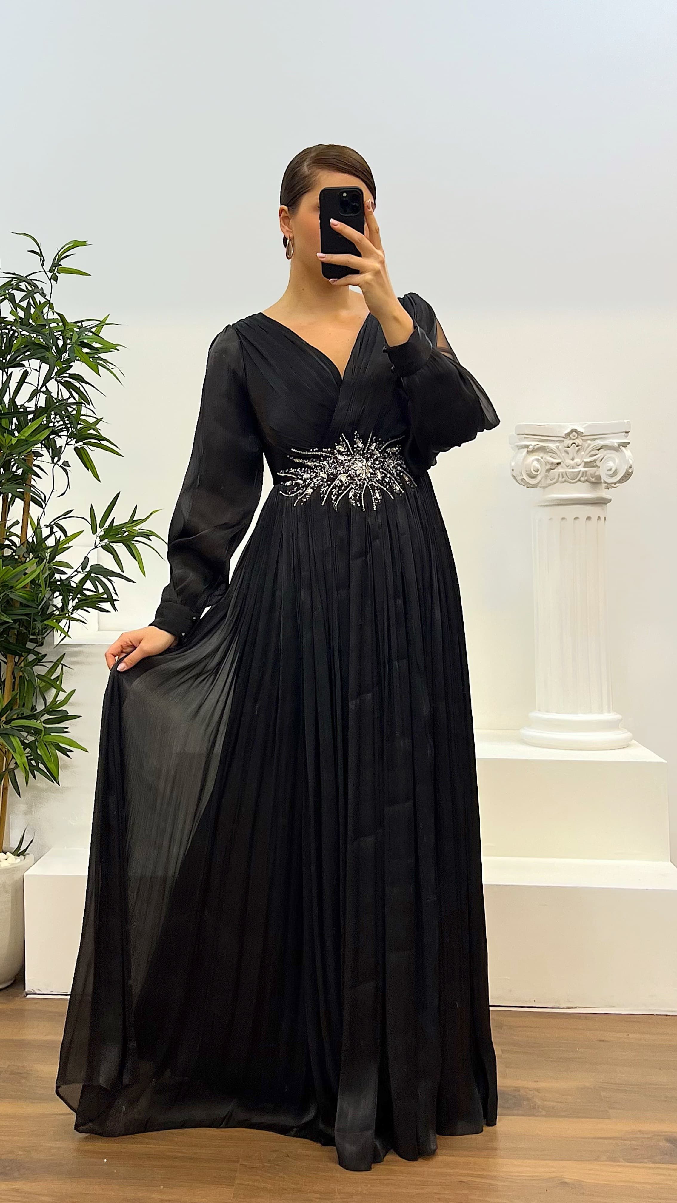 Waist Detail Plus Size Evening Dress