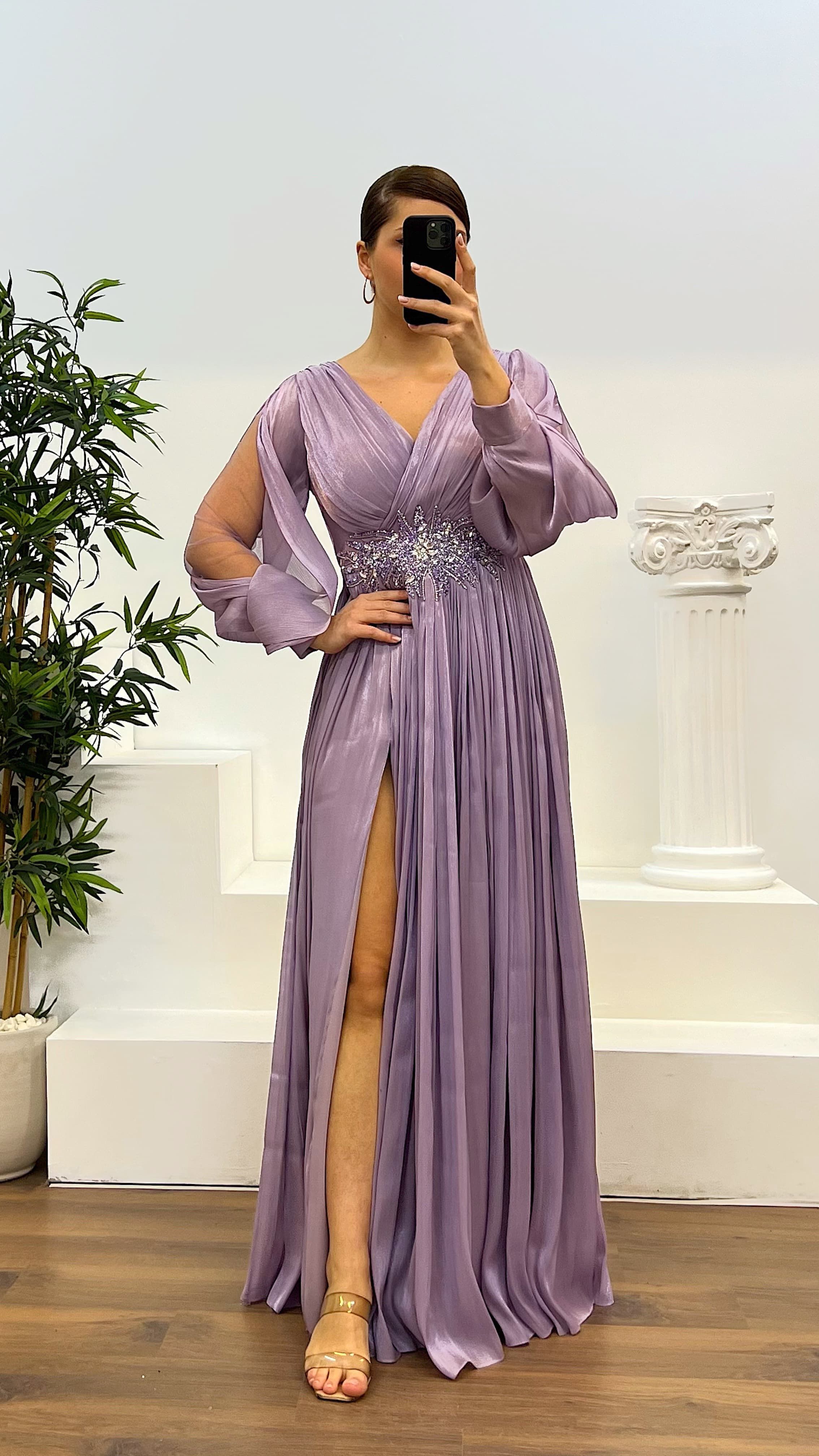 Waist Detail Plus Size Evening Dress