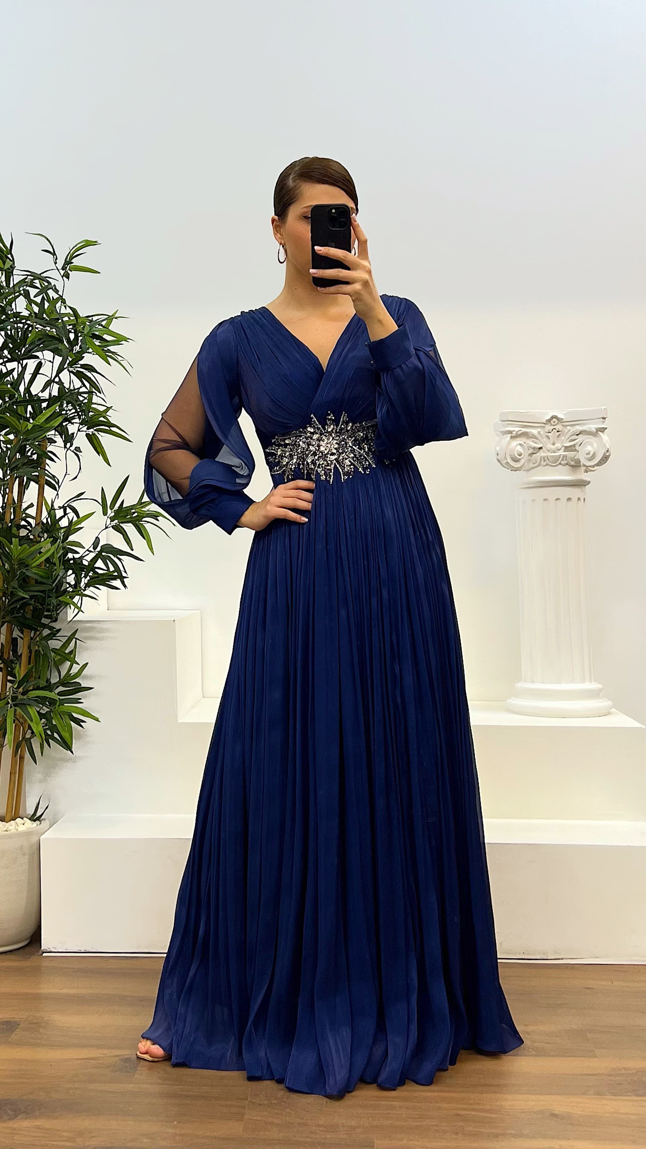 Waist Detail Plus Size Evening Dress