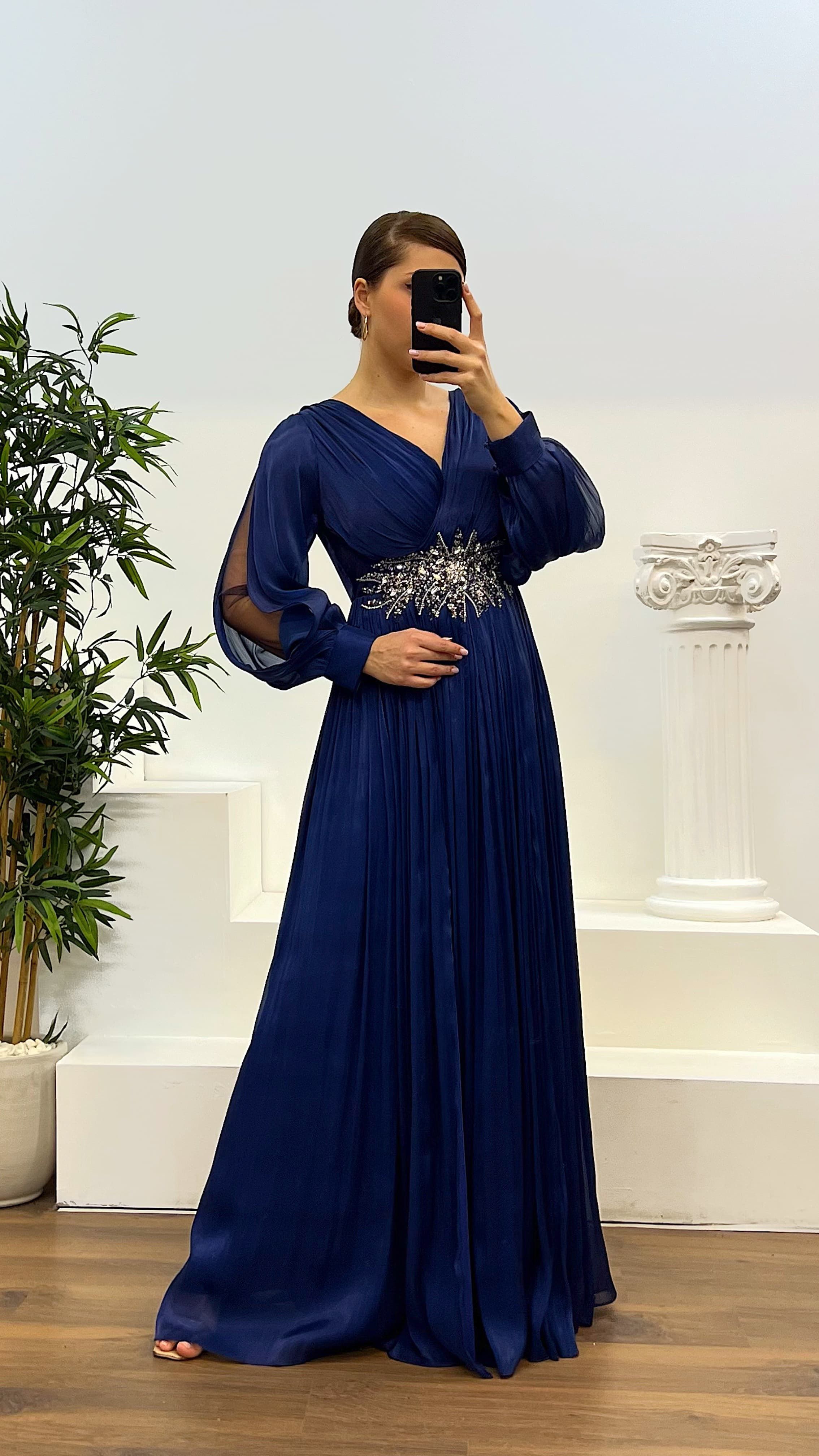 Waist Detail Plus Size Evening Dress