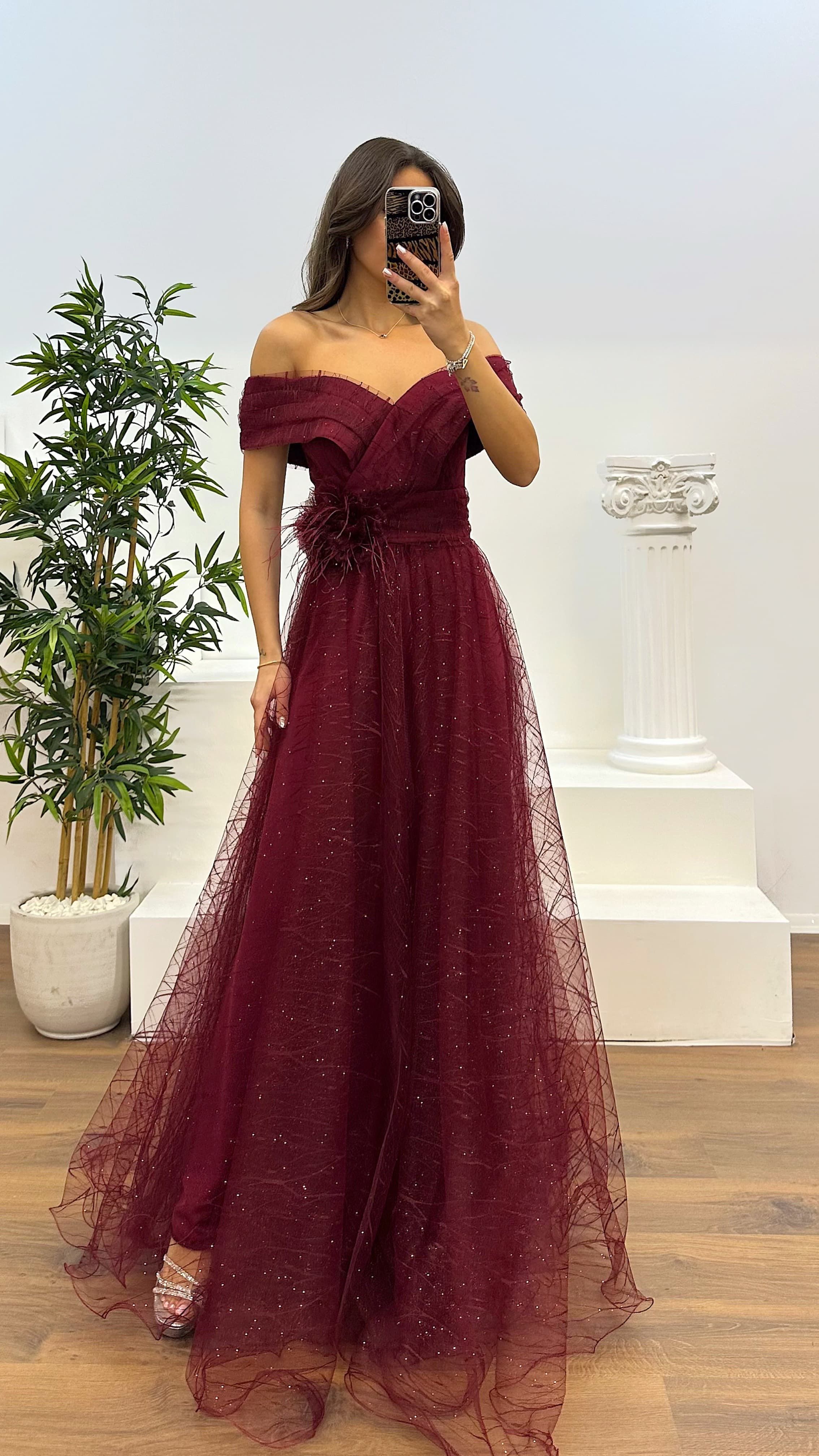 Madonna Collar Tulle Evening Dress