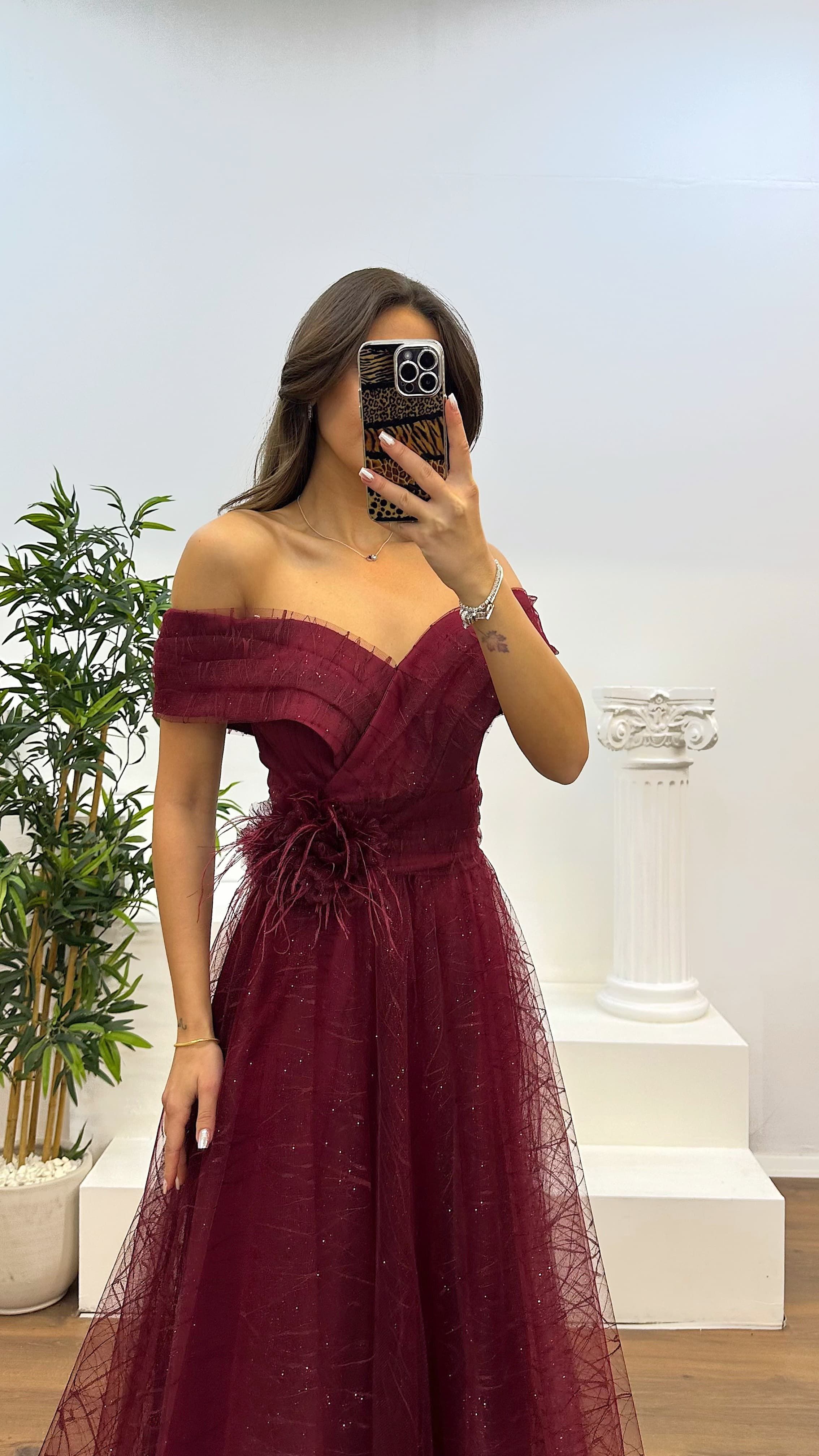 Madonna Collar Tulle Evening Dress