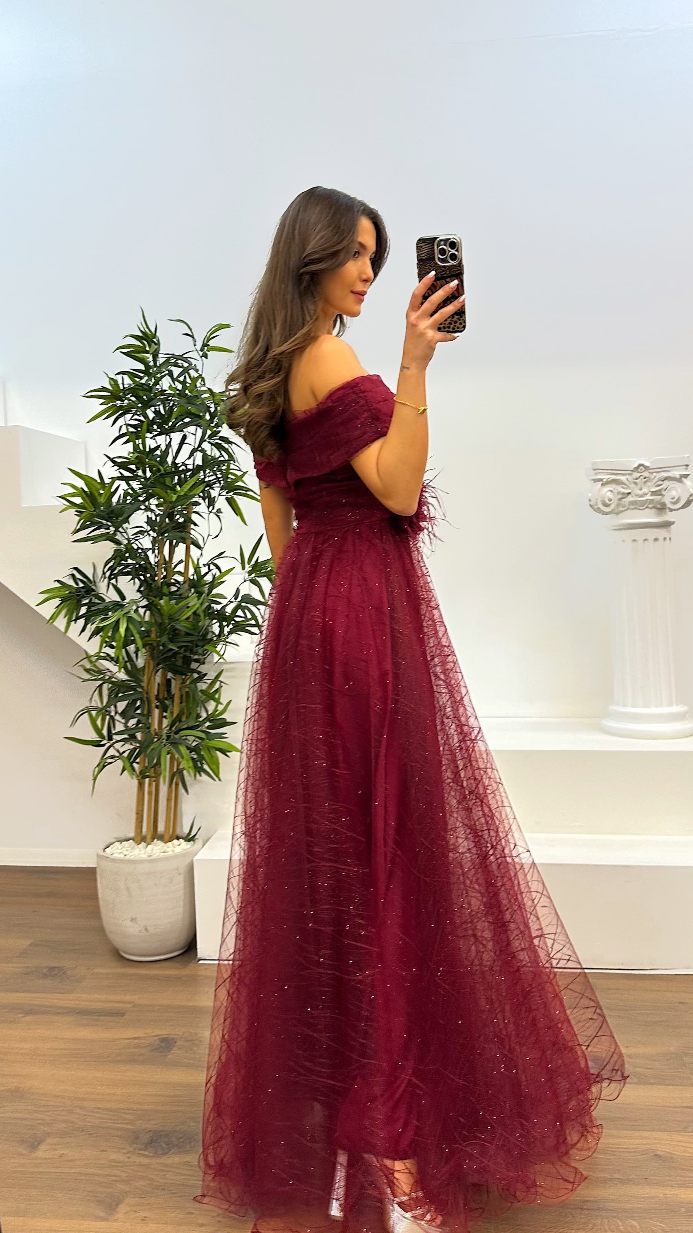 Madonna Collar Tulle Evening Dress
