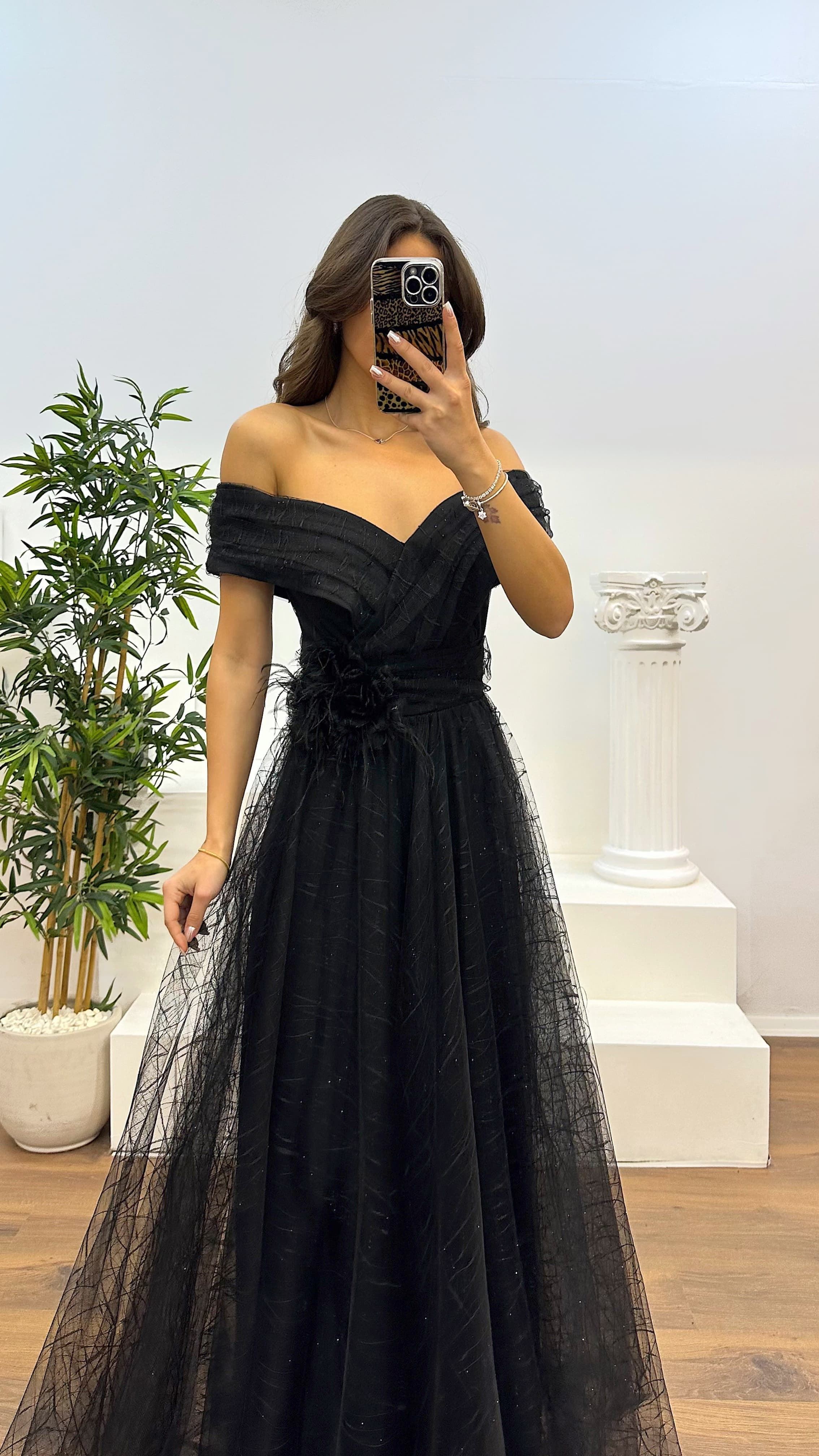 Madonna Collar Tulle Evening Dress