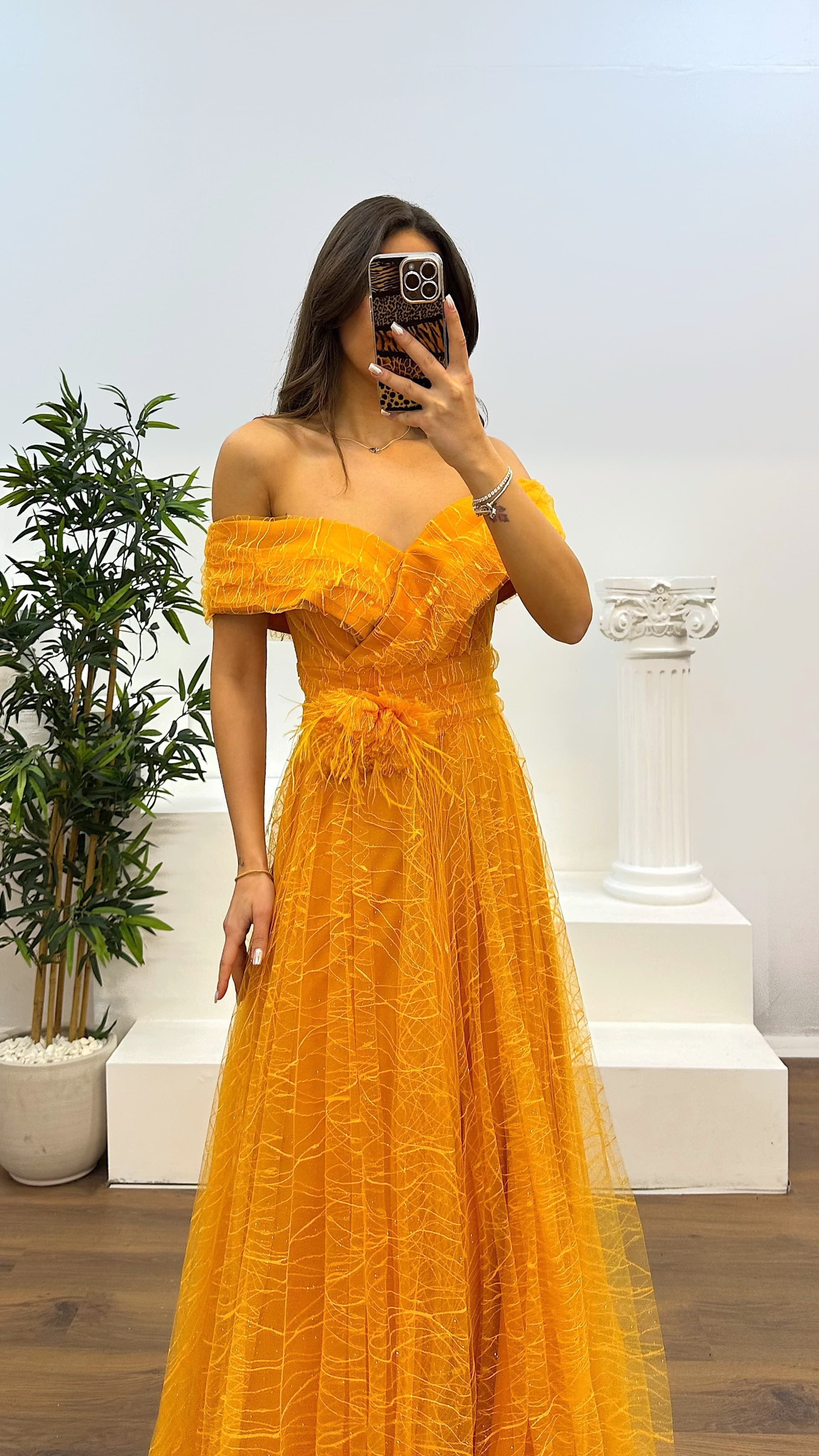 Madonna Collar Tulle Evening Dress