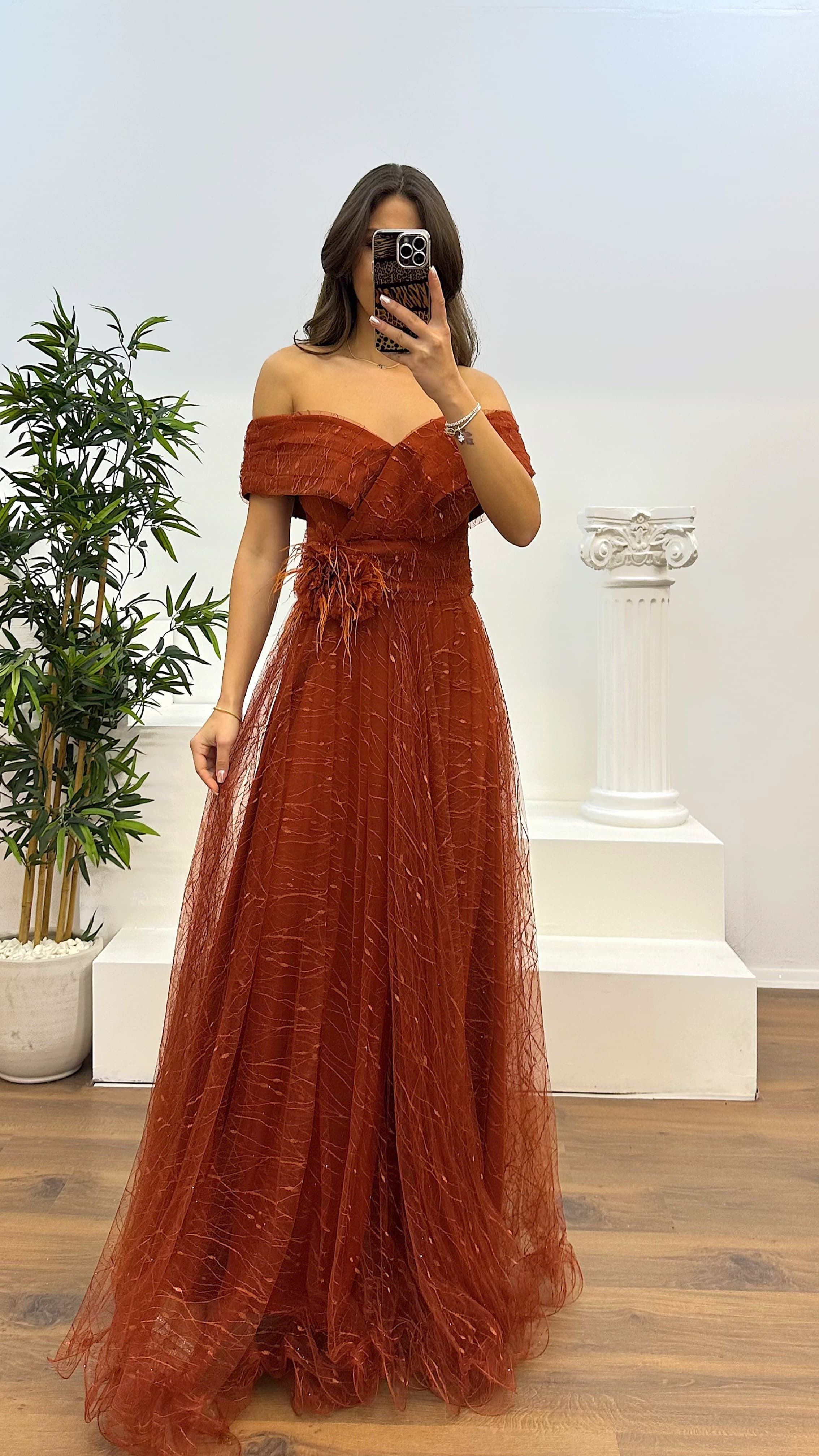 Madonna Collar Tulle Evening Dress