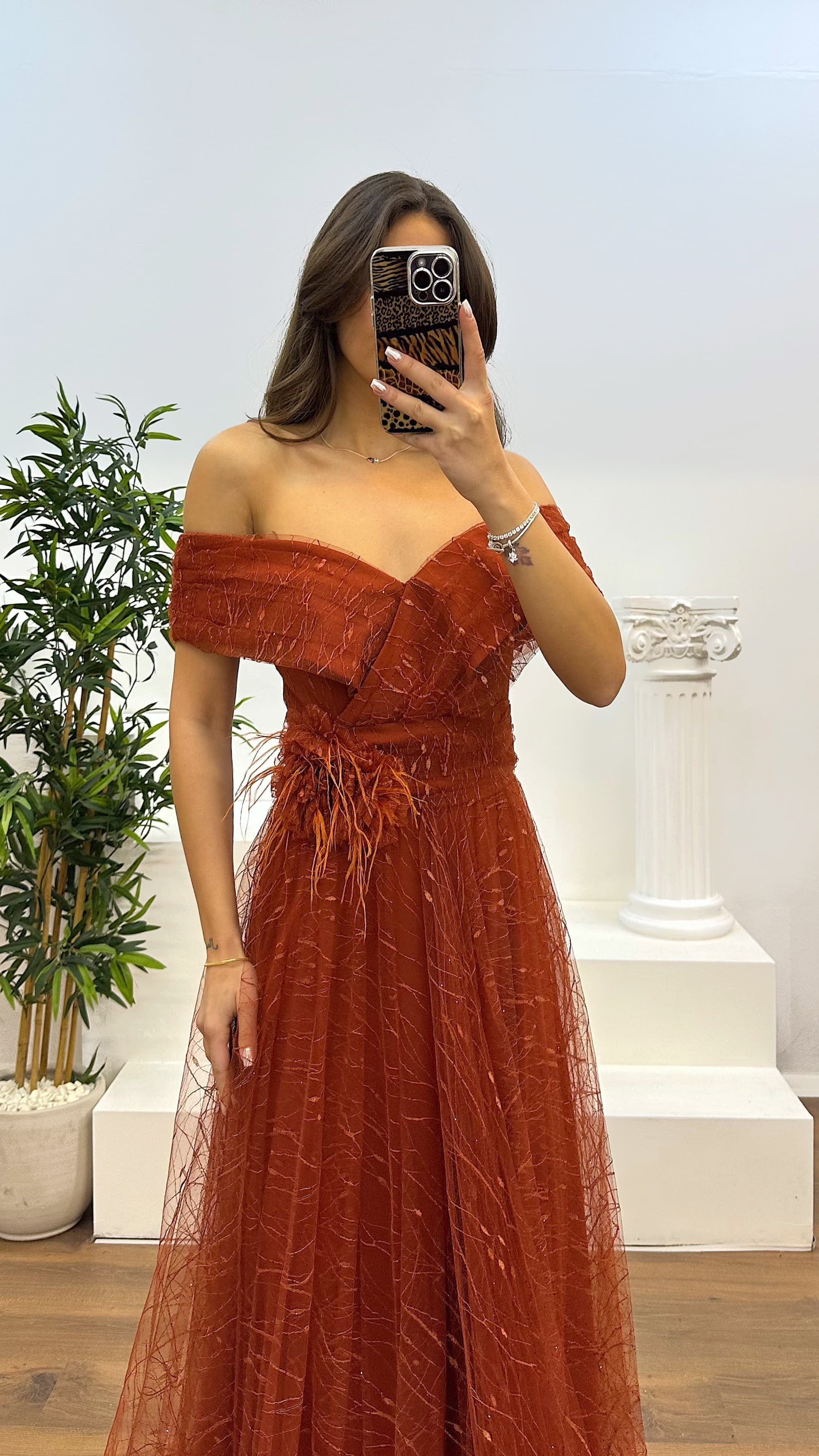 Madonna Collar Tulle Evening Dress