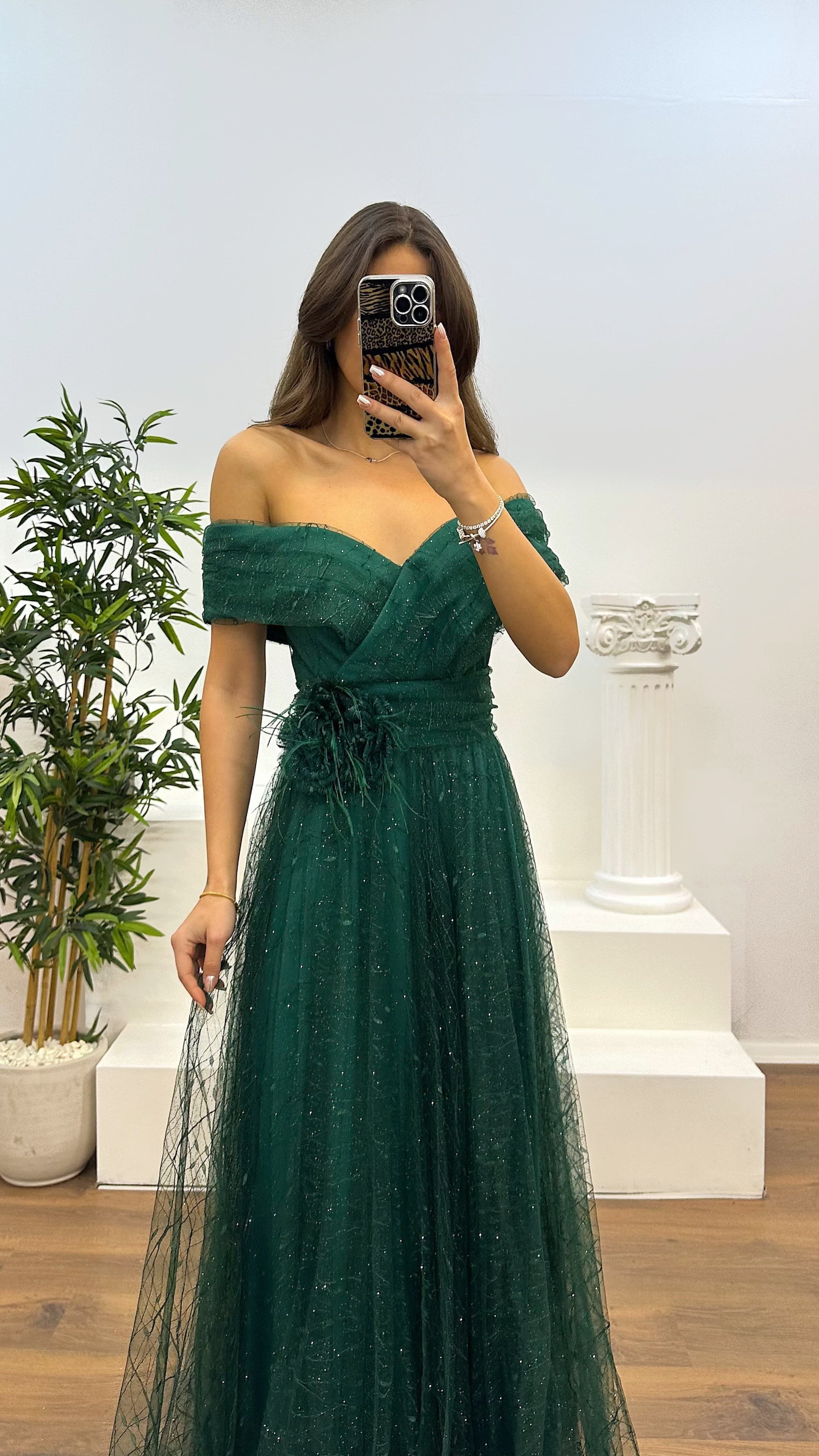 Madonna Collar Tulle Evening Dress