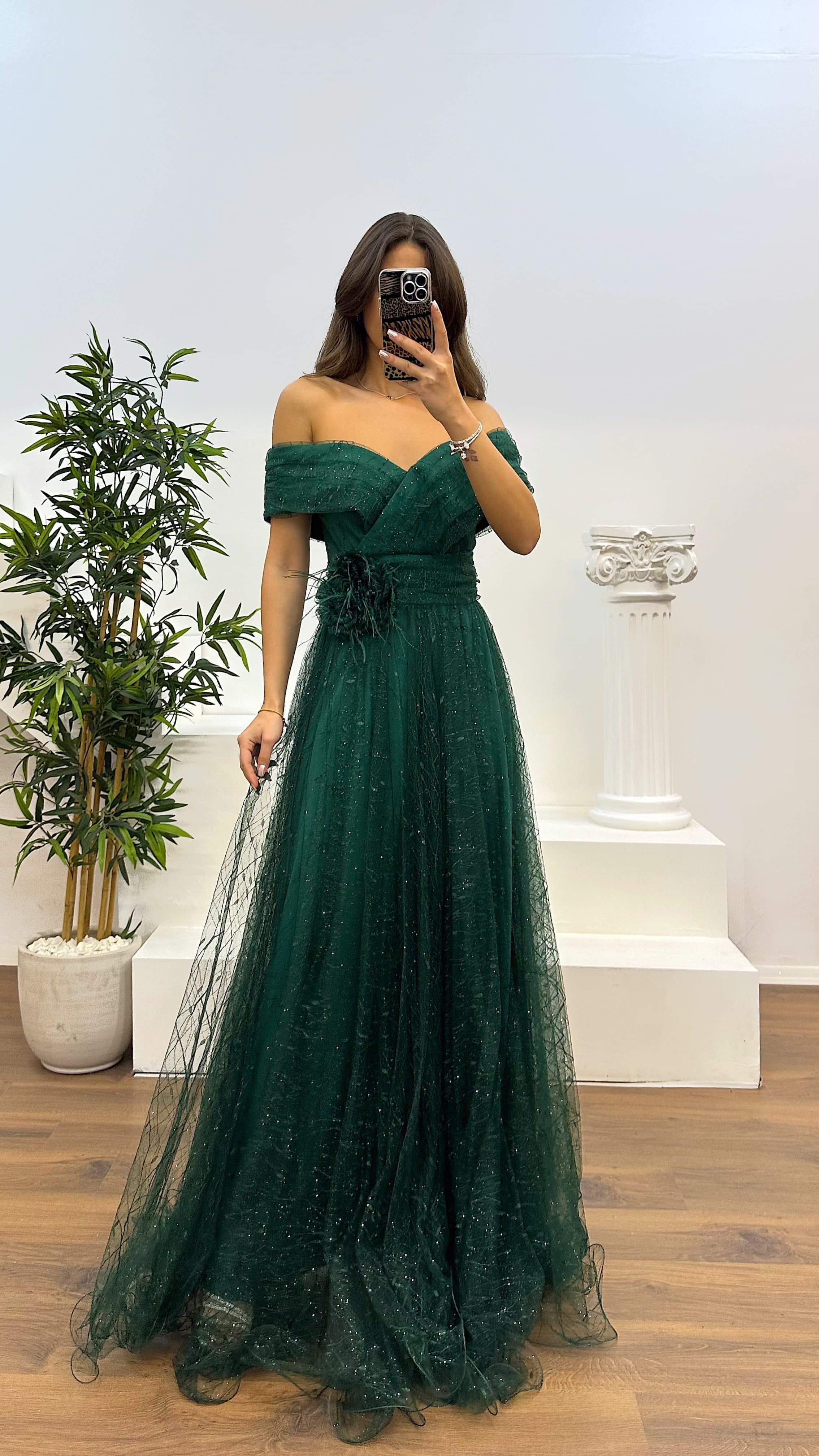 Madonna Collar Tulle Evening Dress