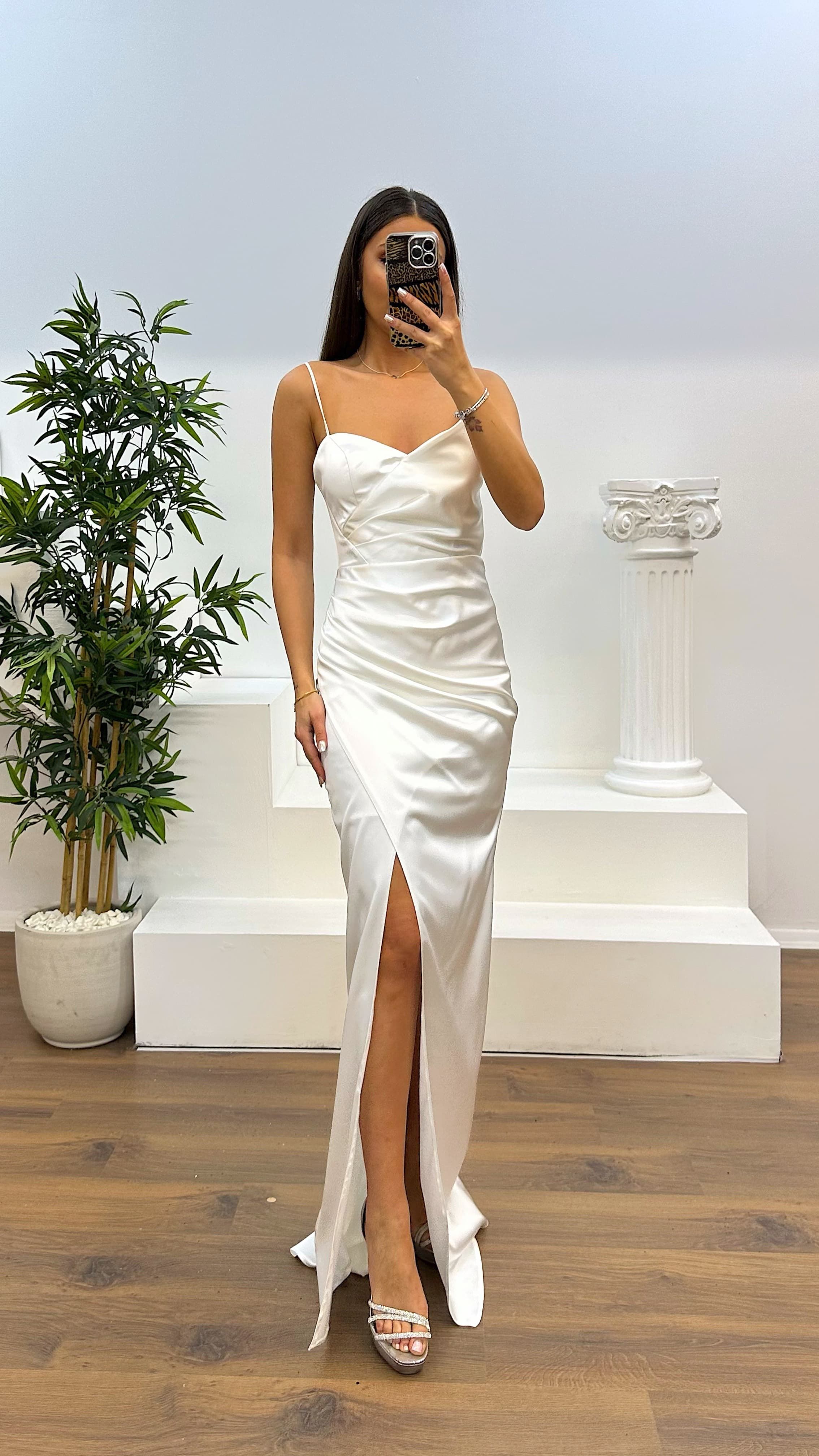 Rope Strap Back Detail Evening Dress