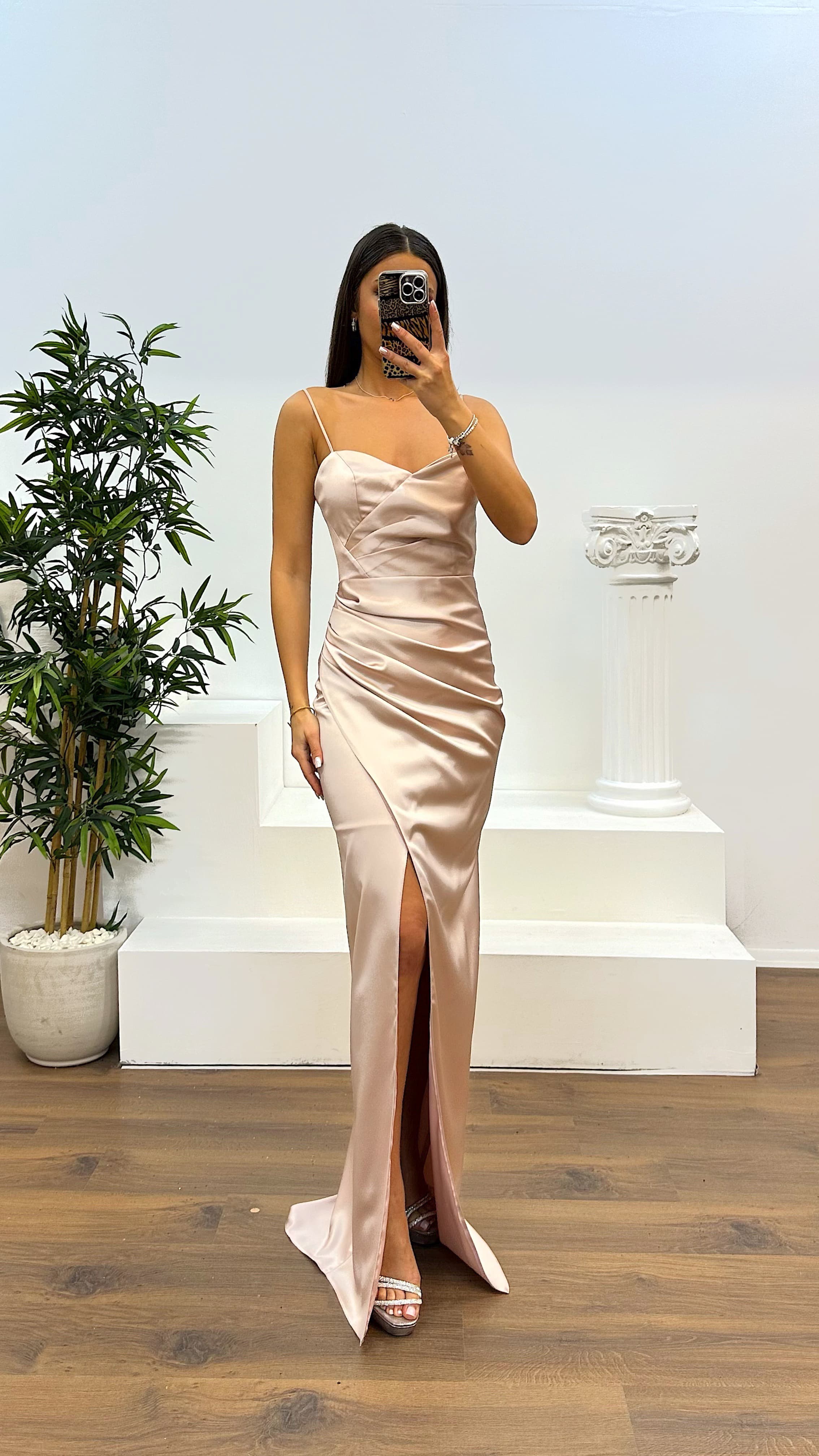 Rope Strap Back Detail Evening Dress