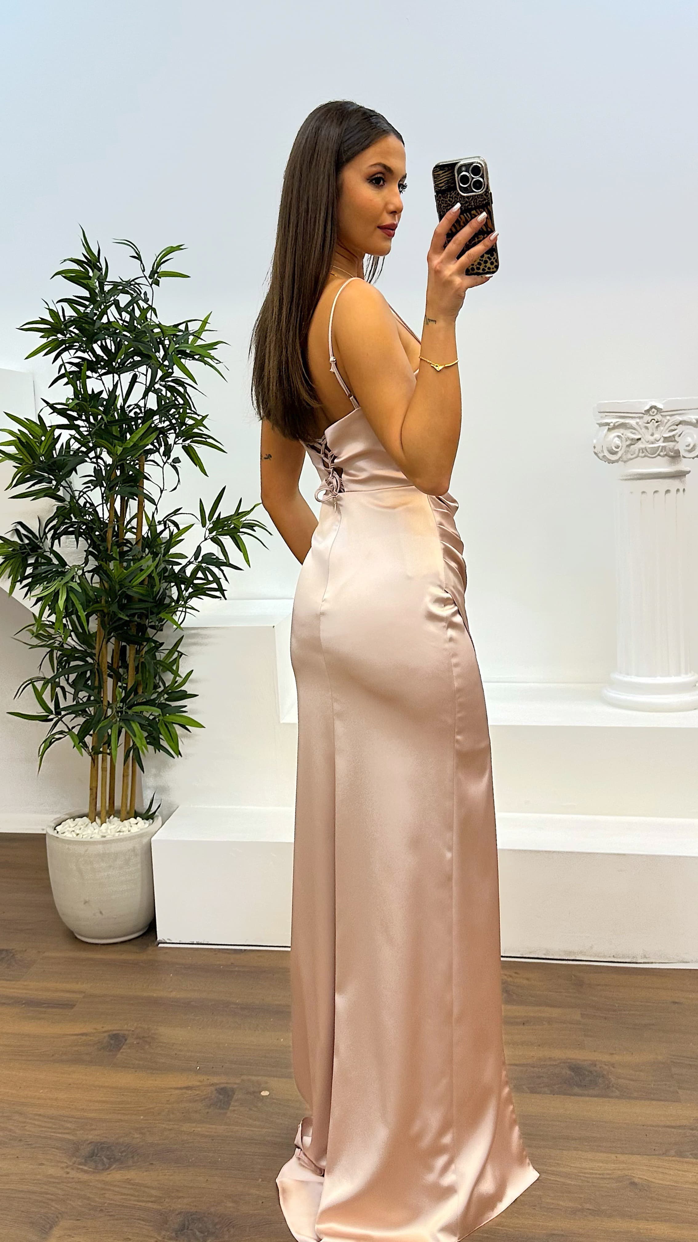 Rope Strap Back Detail Evening Dress