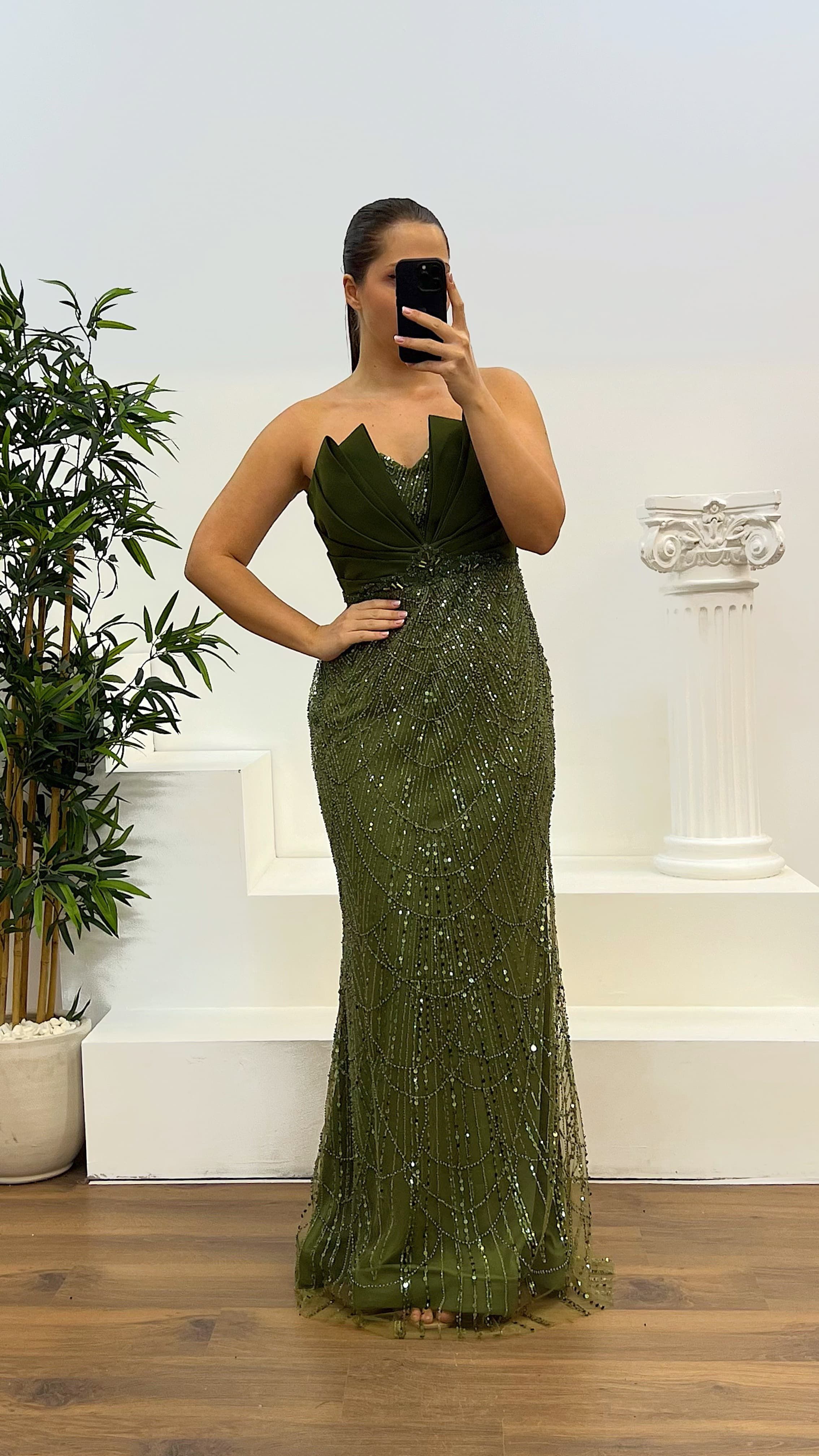 Strapless Embroidered Plus Size Designer Evening Dress