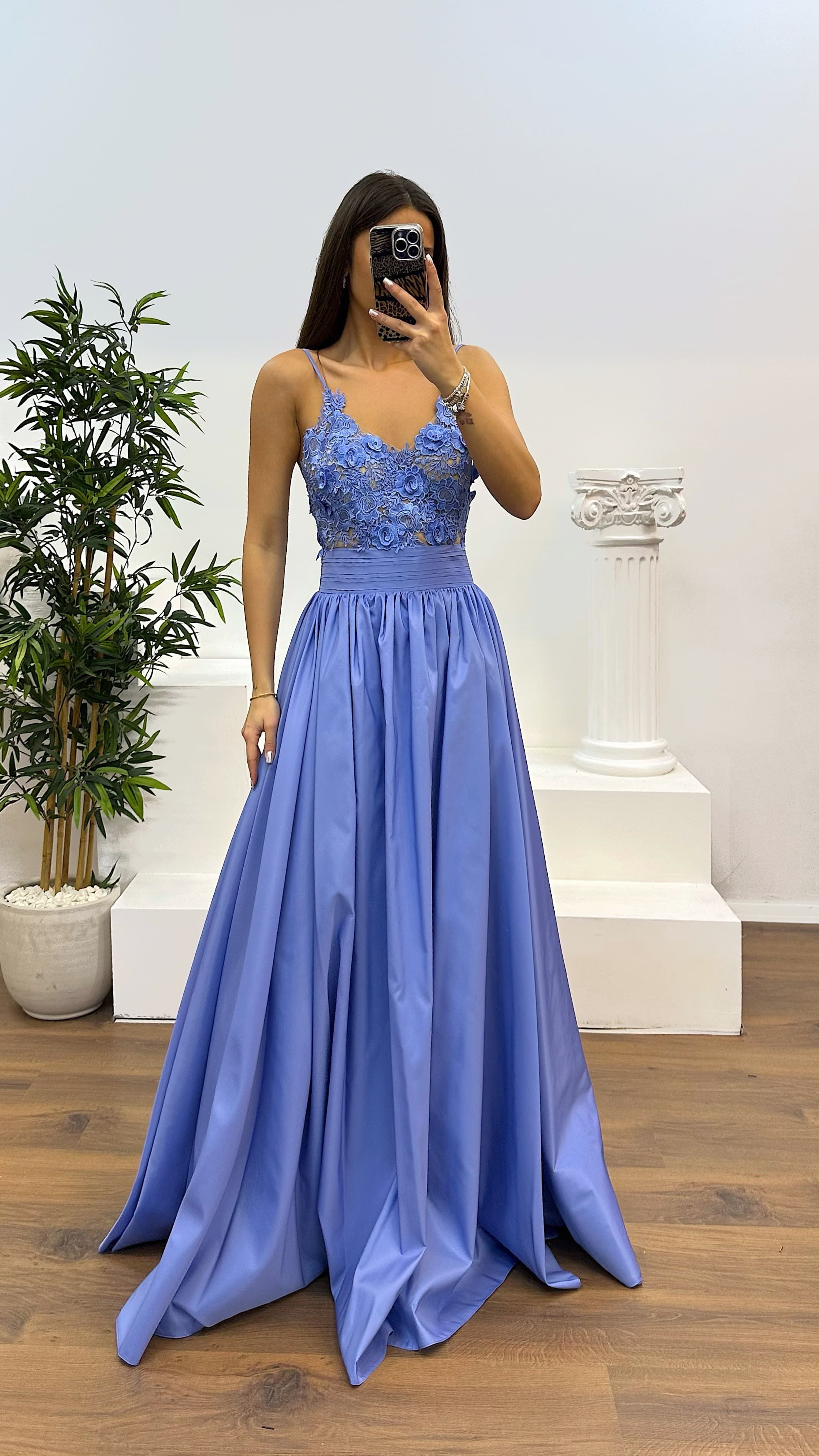 Rope Strap Laced Evening Dress