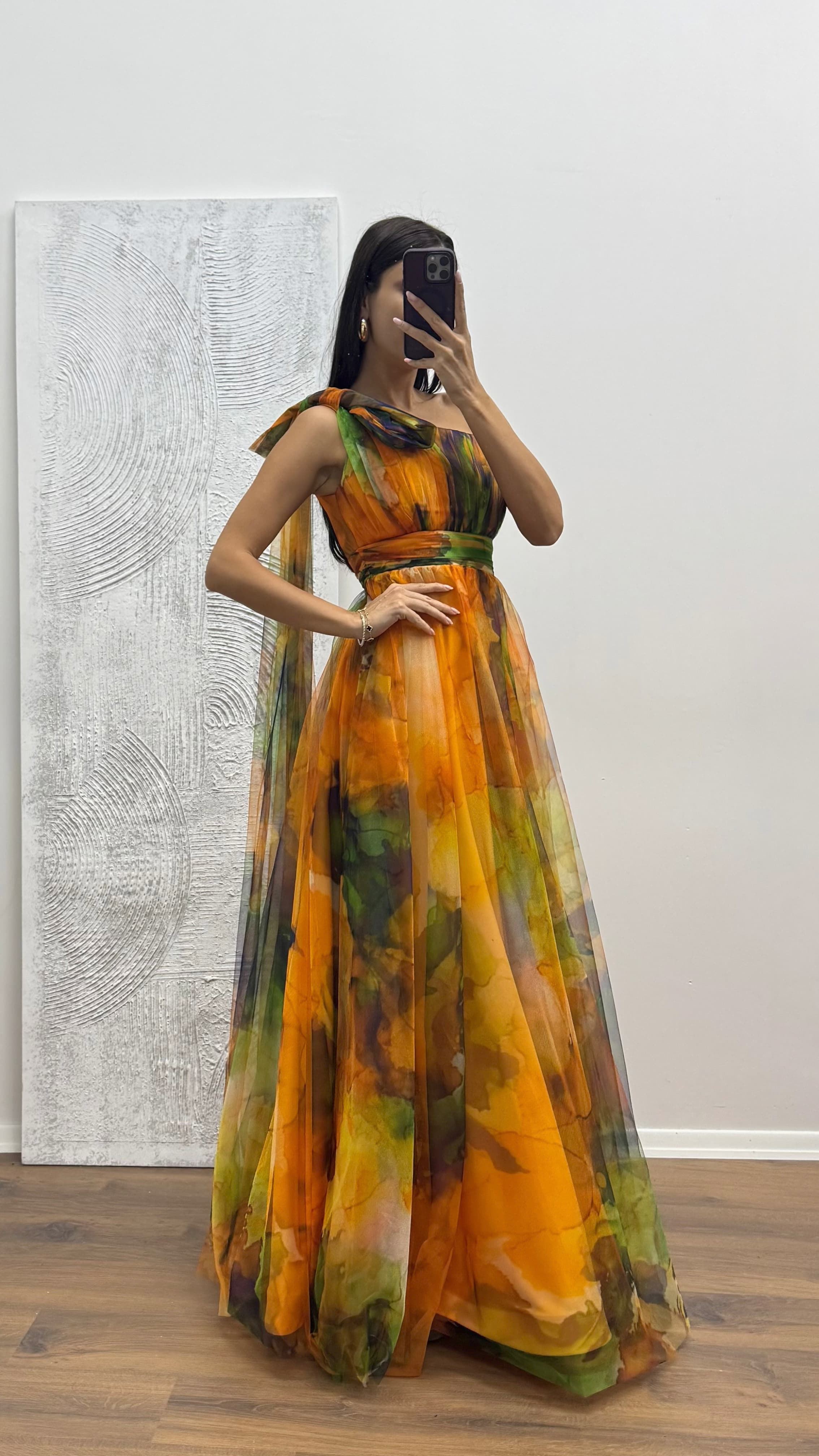 One Shoulder Tulle Evening Dress