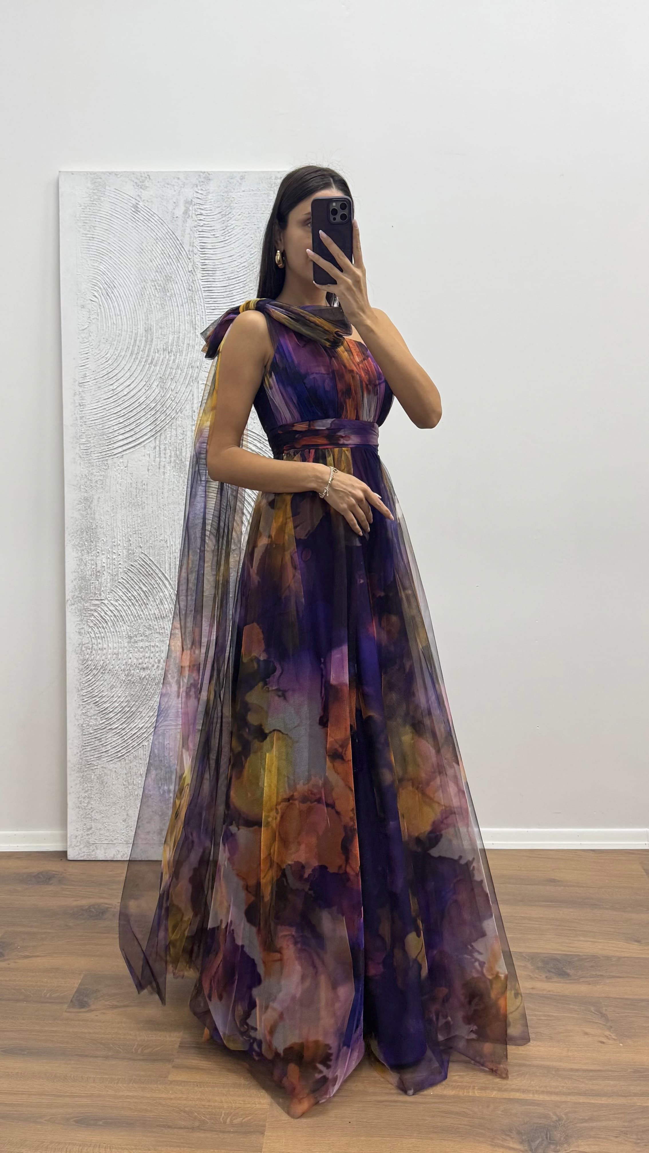 One Shoulder Tulle Evening Dress