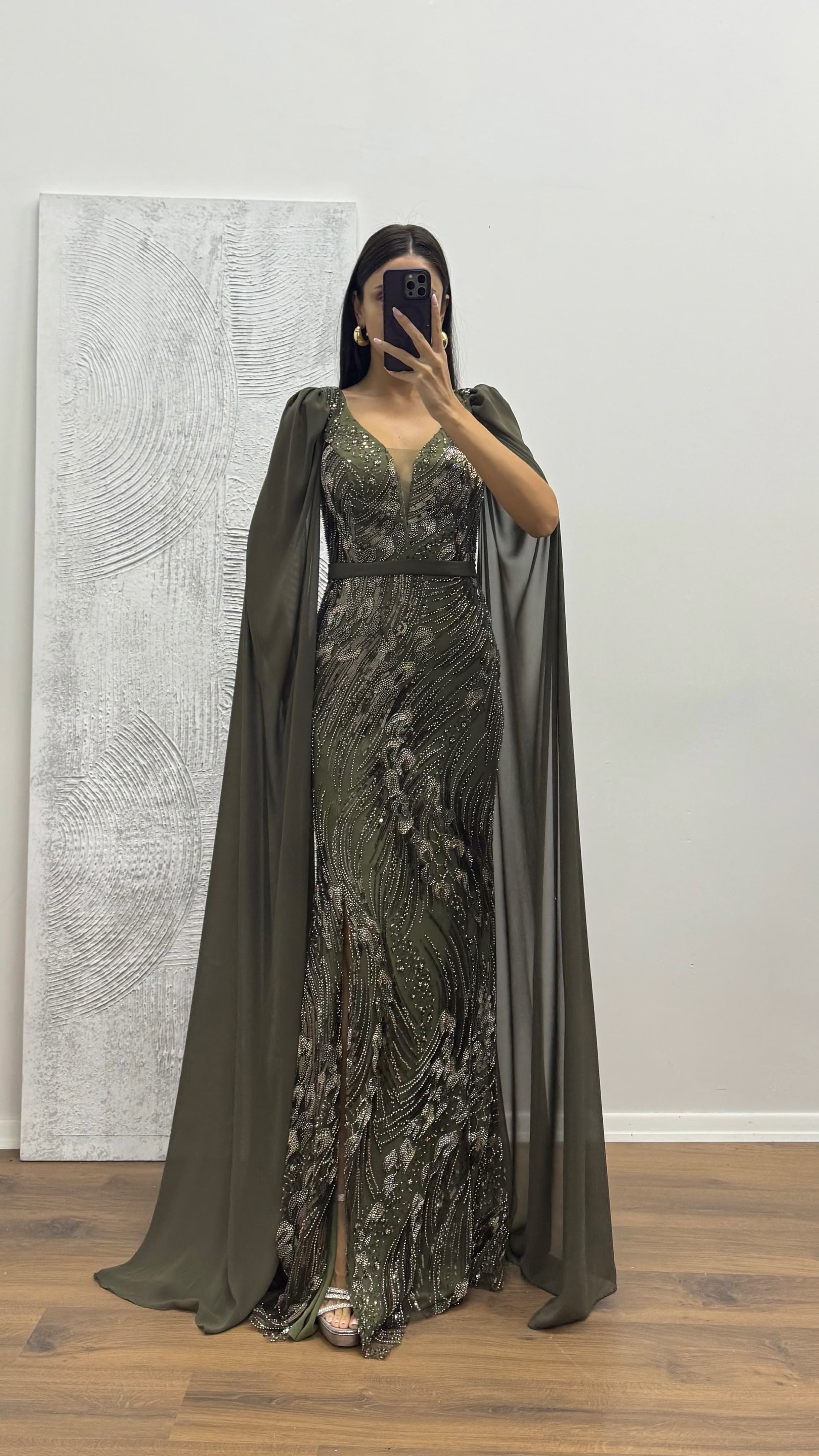 Sleeves Tulle Embroidered Evening Dress