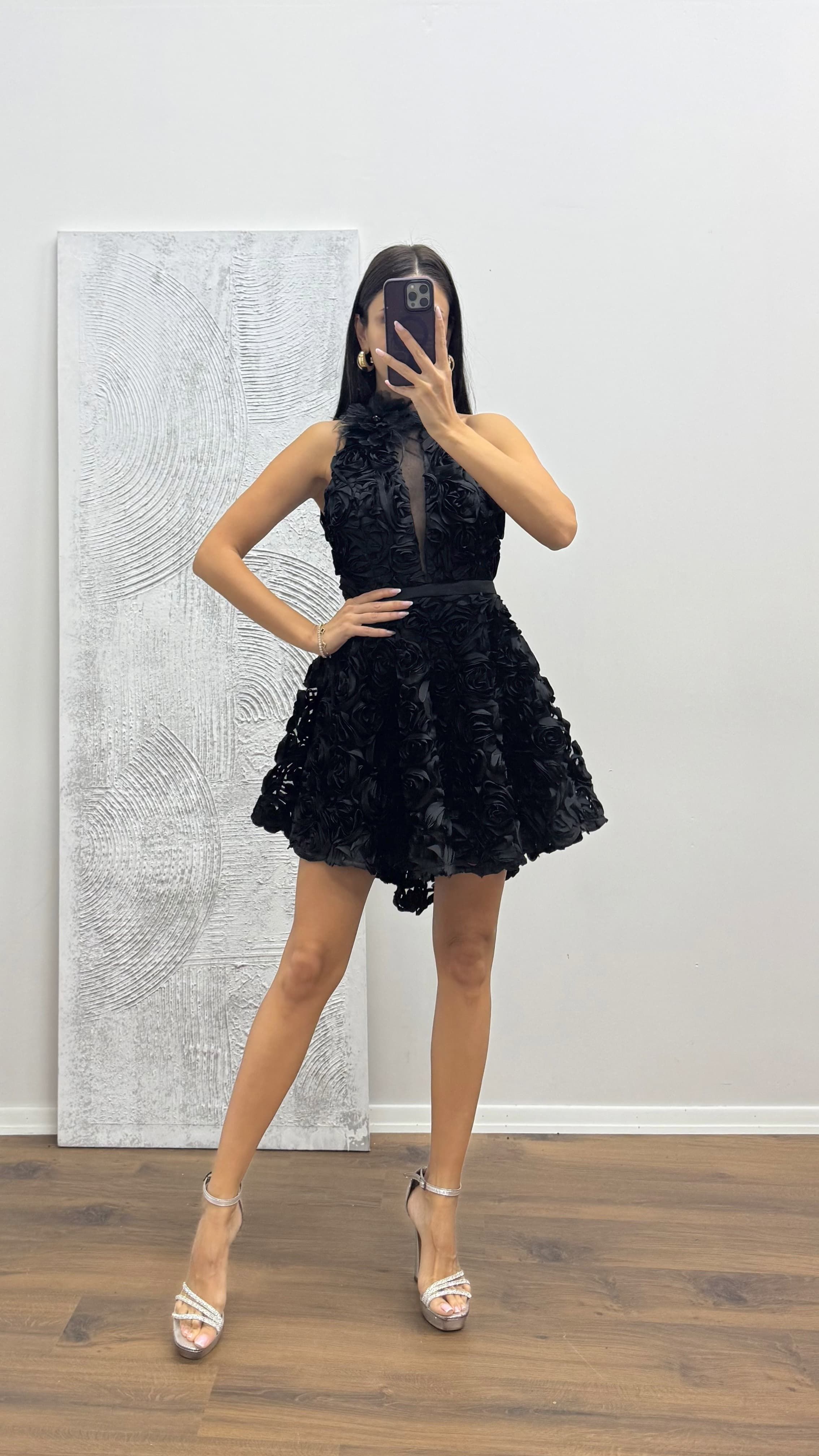 Halter Neck Short Design Evening Dress