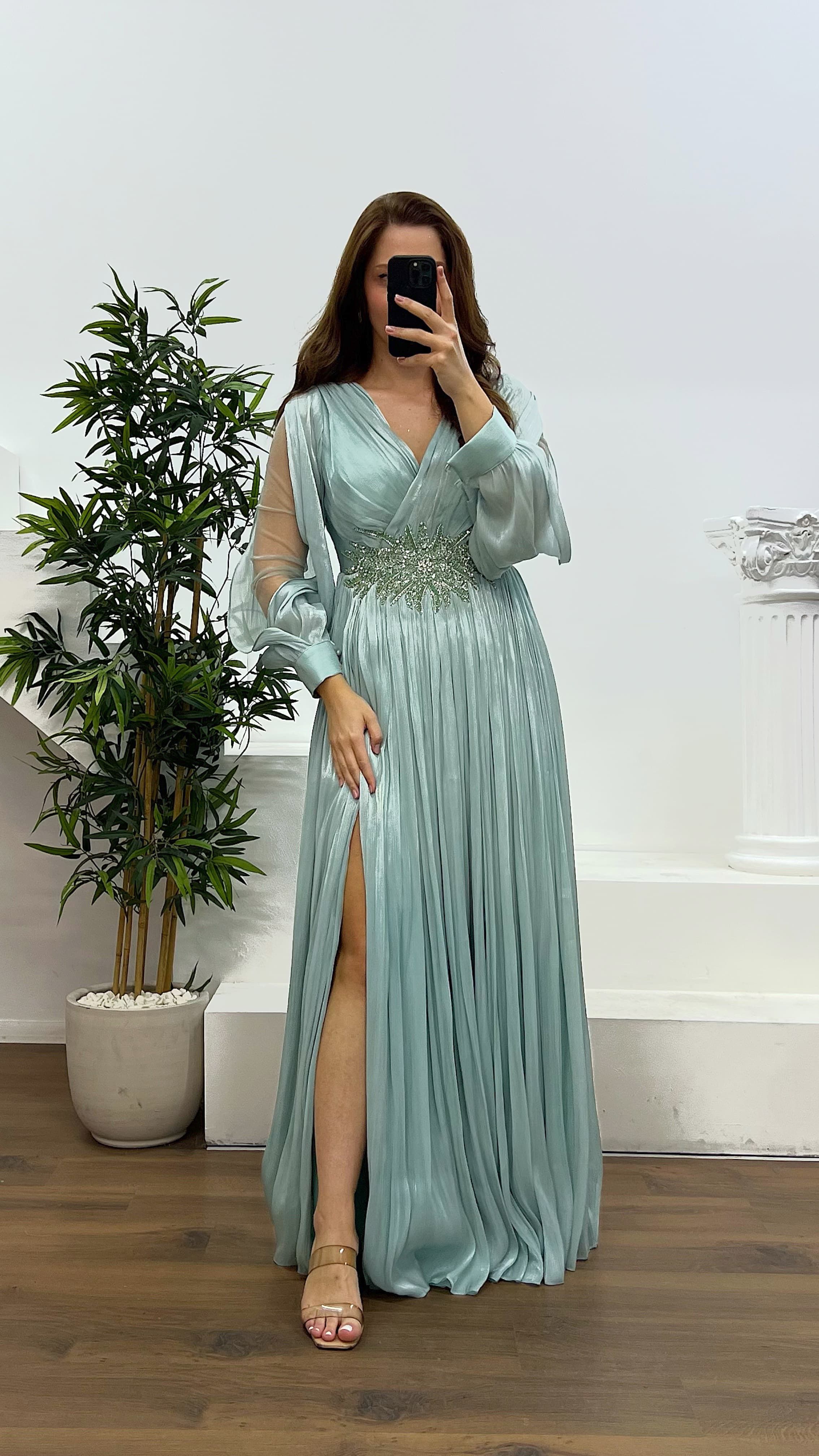 Waist Detail Plus Size Evening Dress