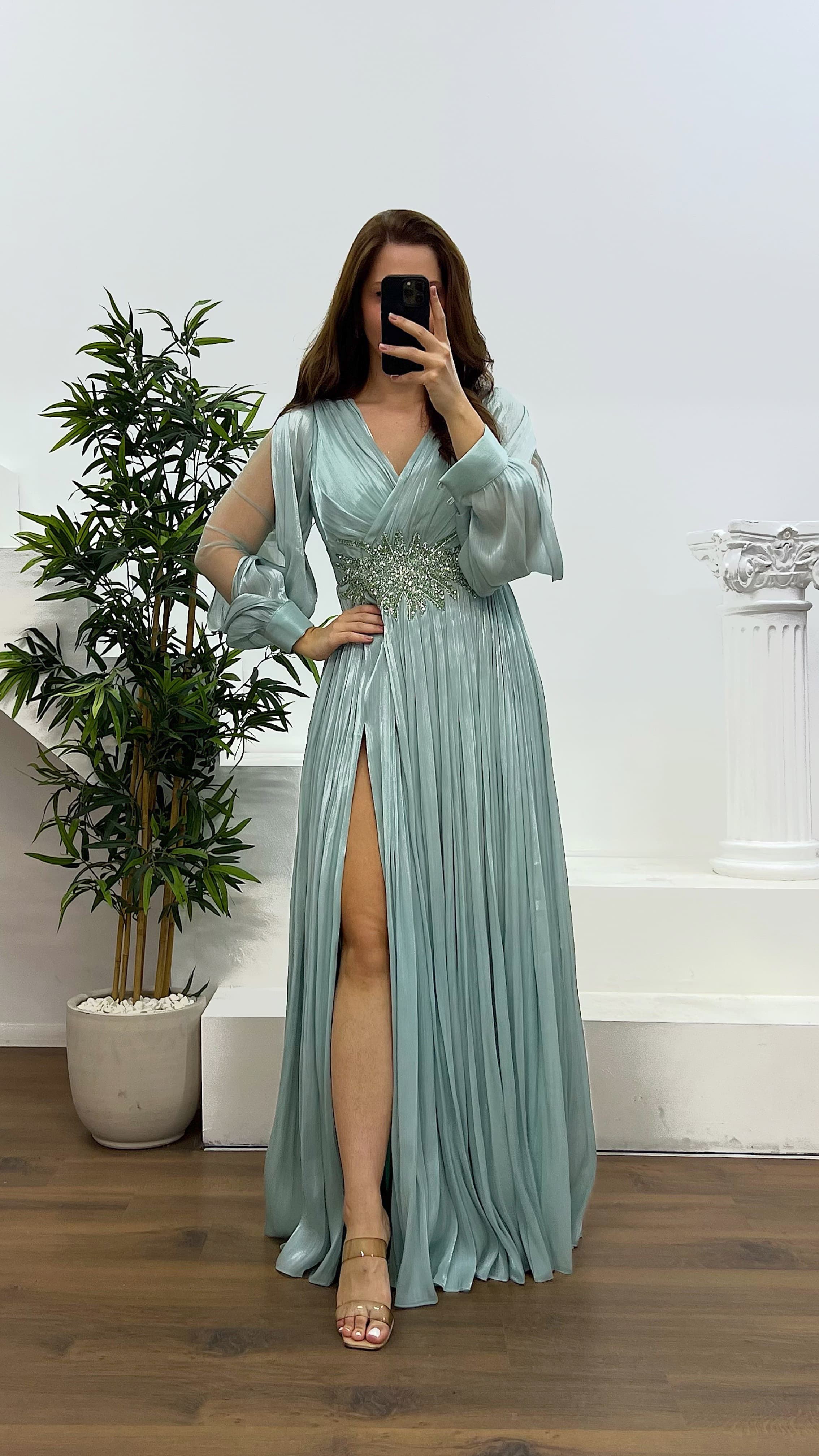 Waist Detail Plus Size Evening Dress