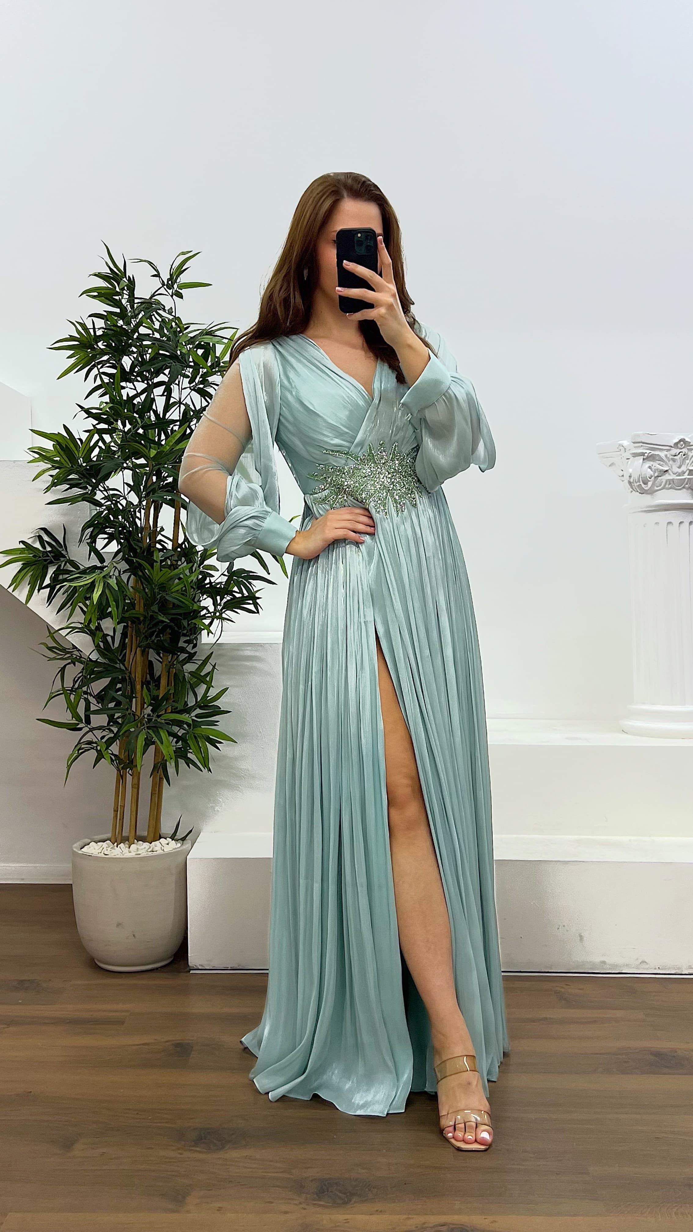 Waist Detail Plus Size Evening Dress