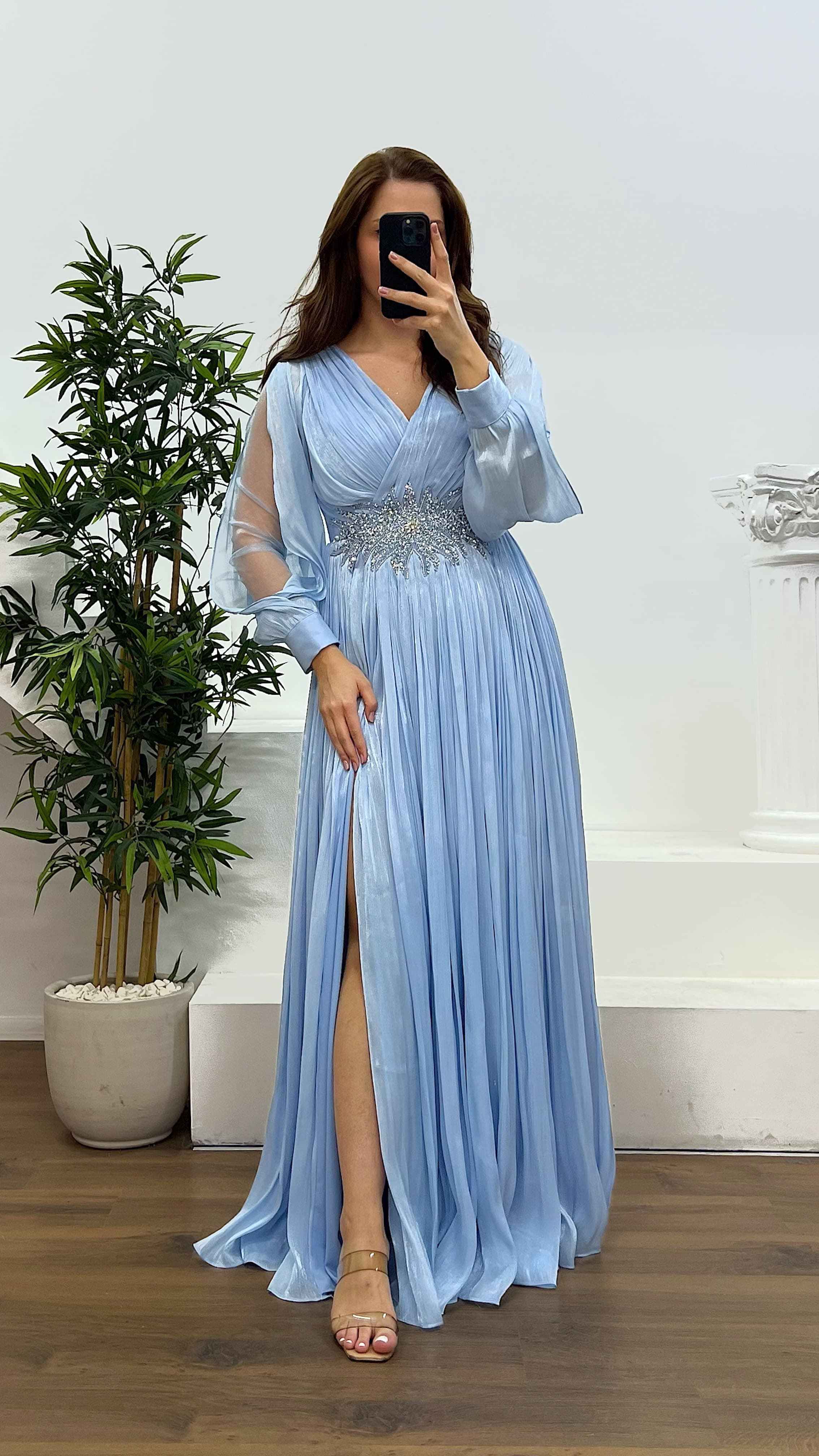 Waist Detail Plus Size Evening Dress