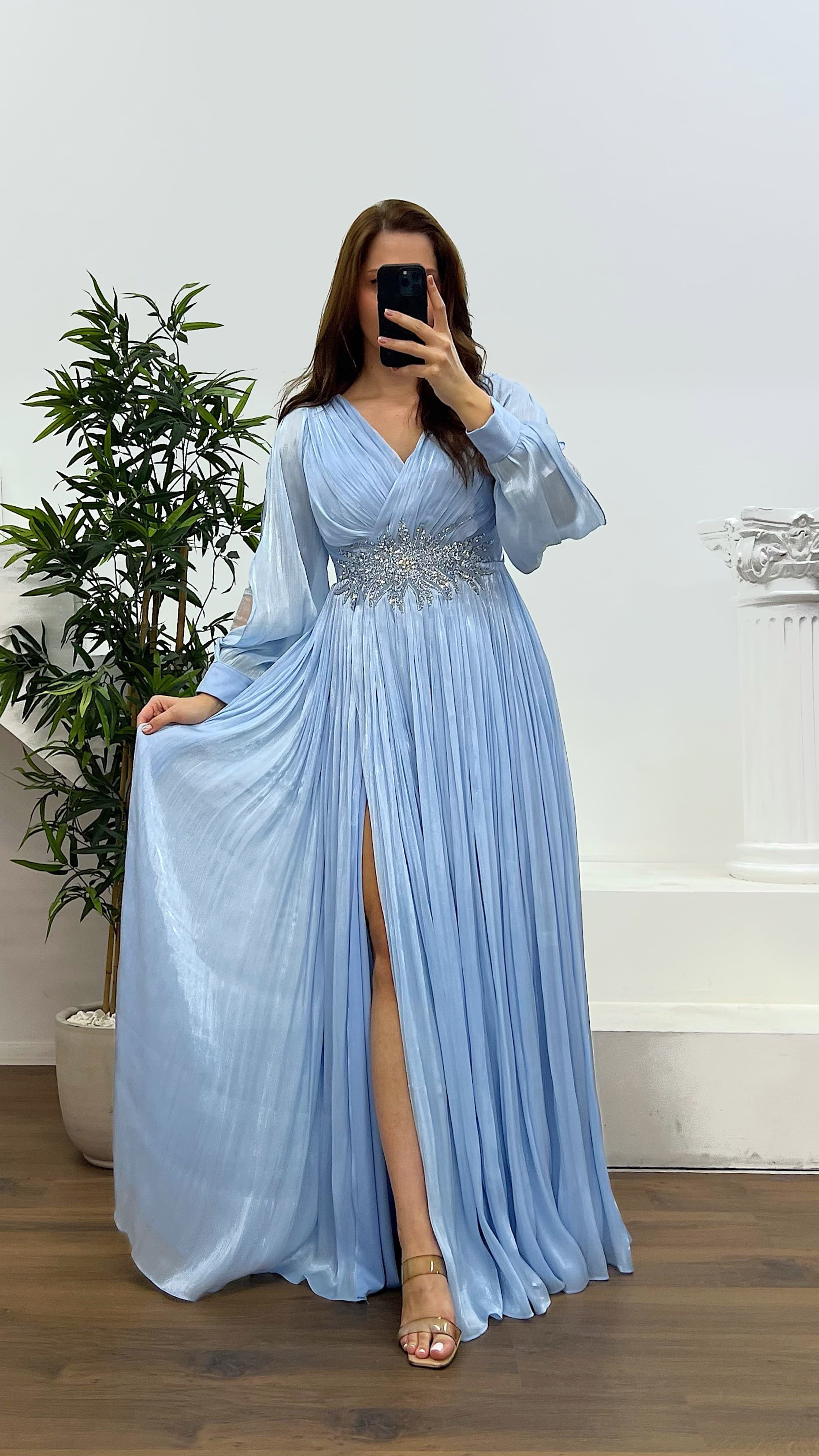 Waist Detail Plus Size Evening Dress