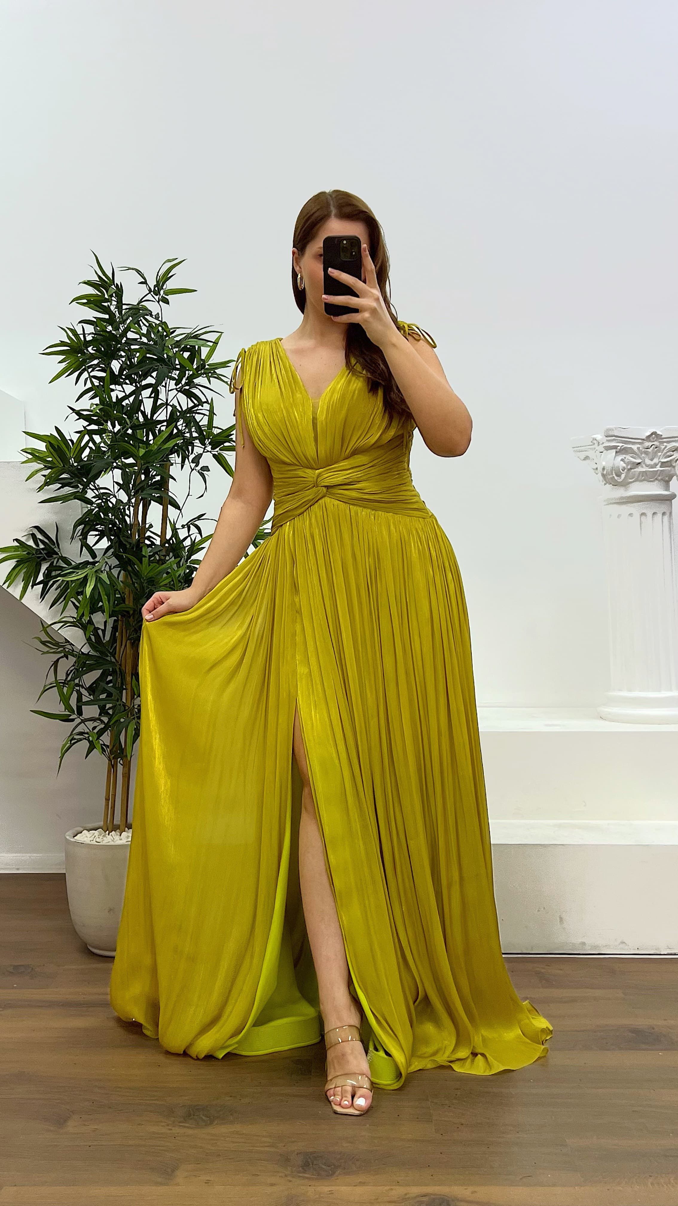 Strappy Pleated Plus Size Evening Dress
