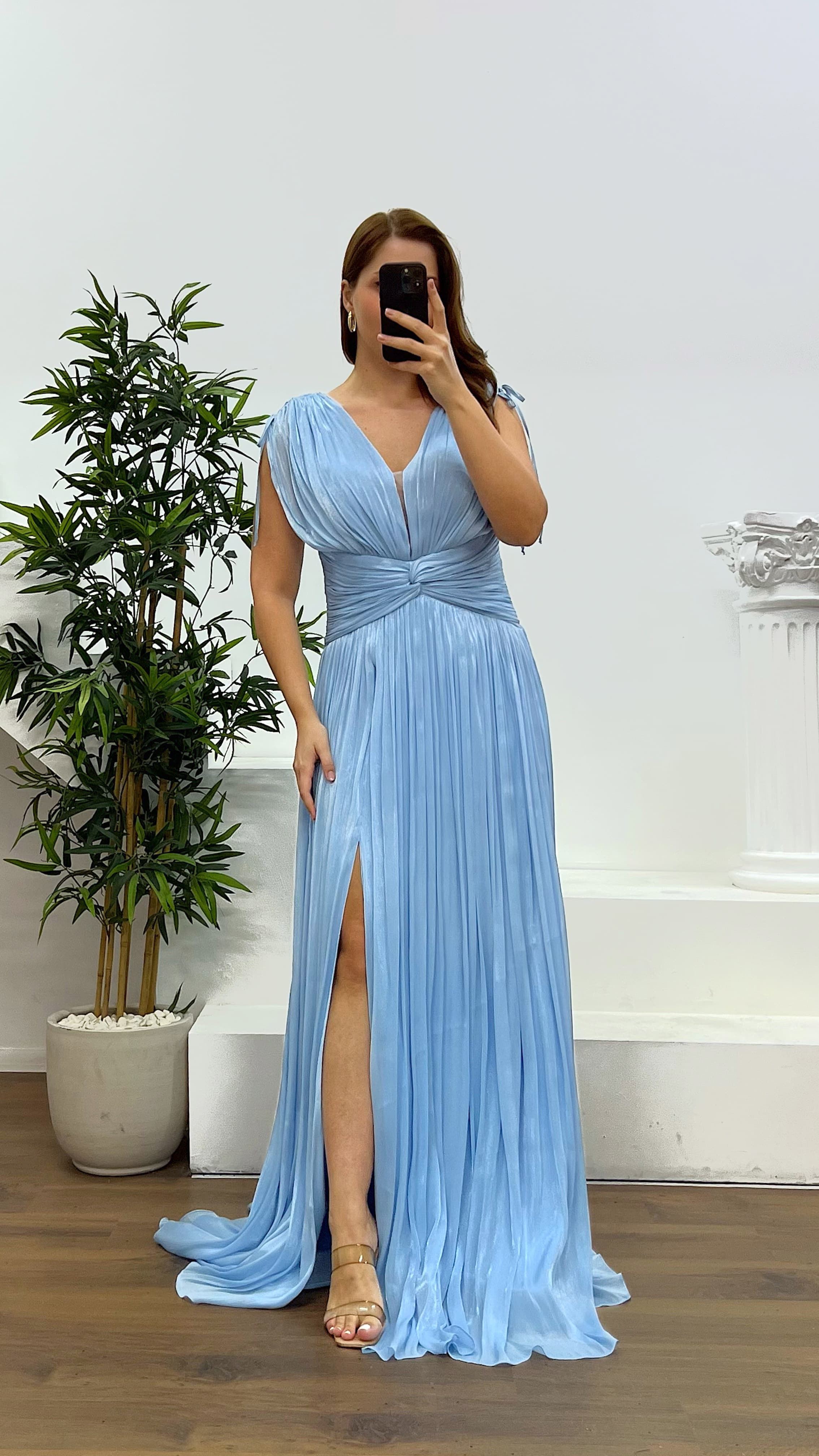 Strappy Pleated Plus Size Evening Dress