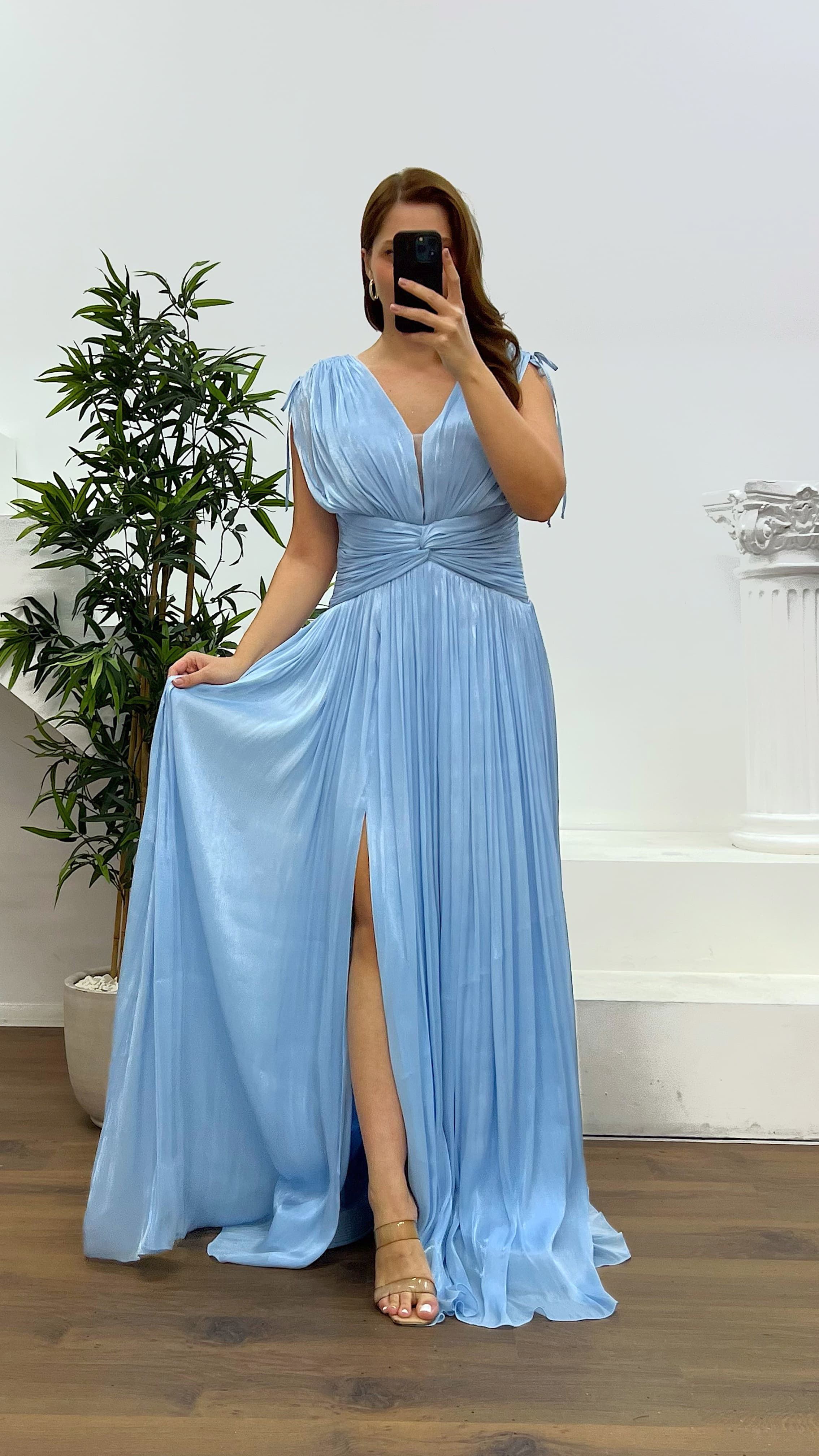 Strappy Pleated Plus Size Evening Dress