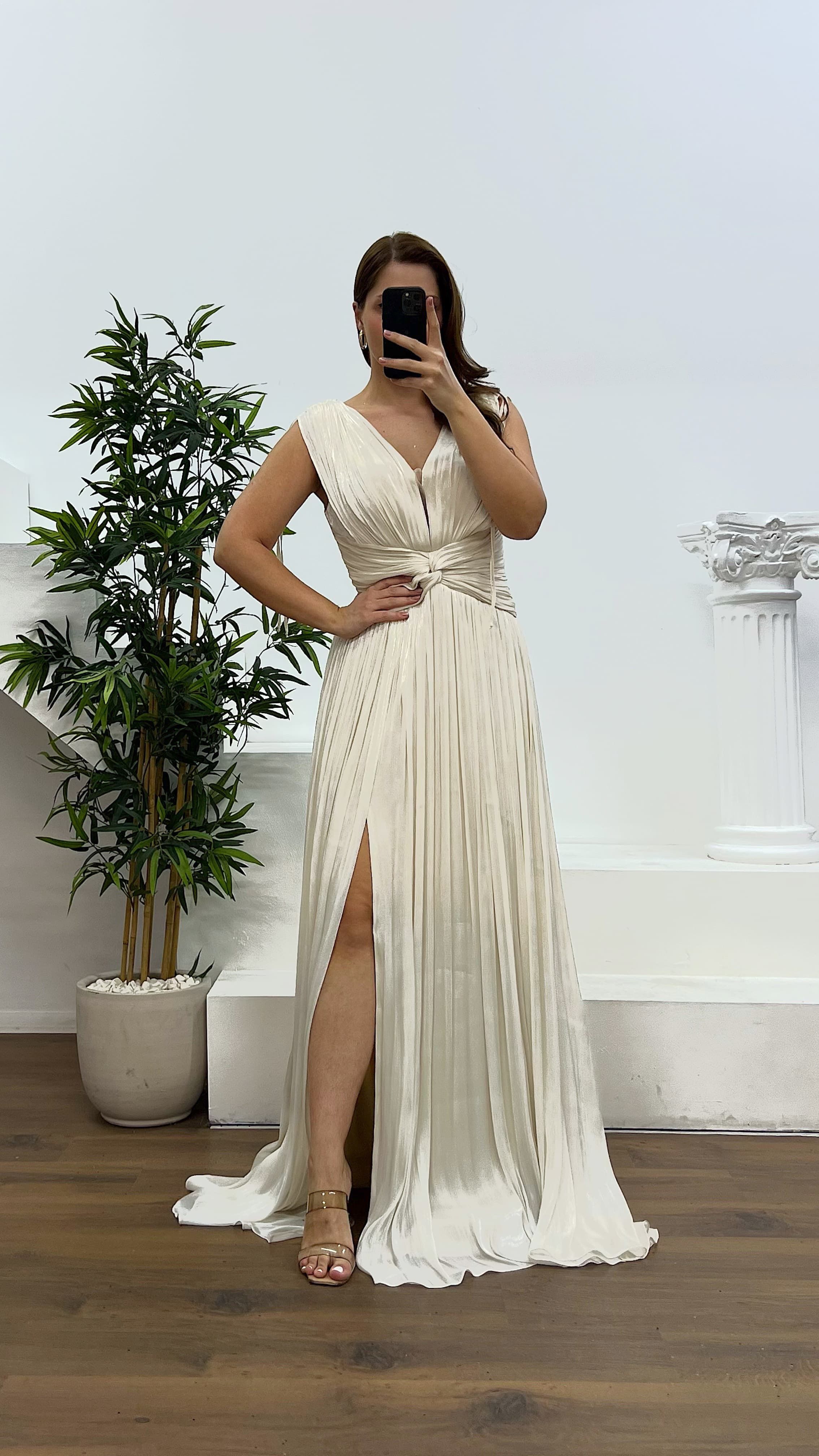 Strappy Pleated Plus Size Evening Dress
