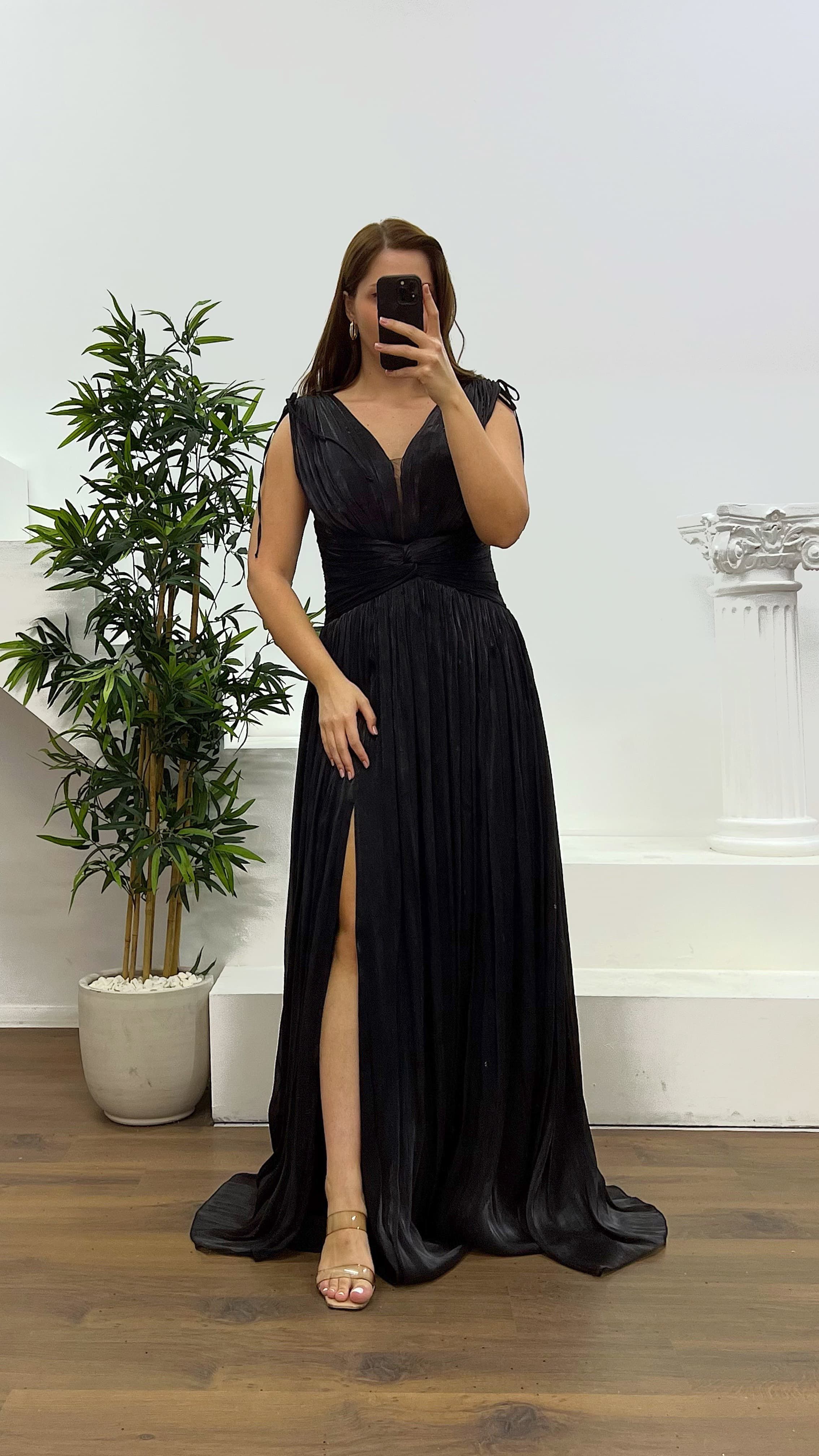 Strappy Pleated Plus Size Evening Dress
