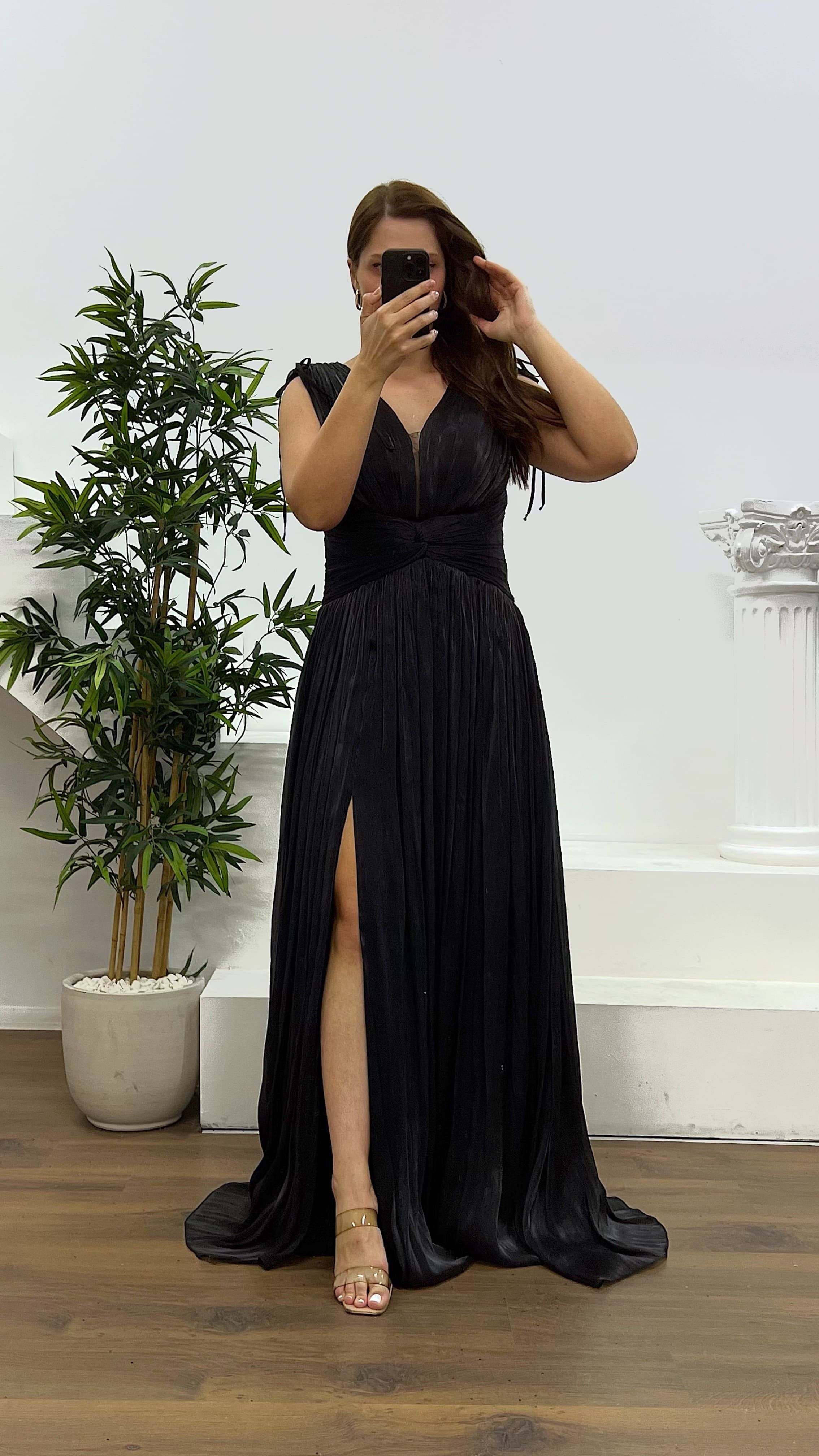 Strappy Pleated Plus Size Evening Dress