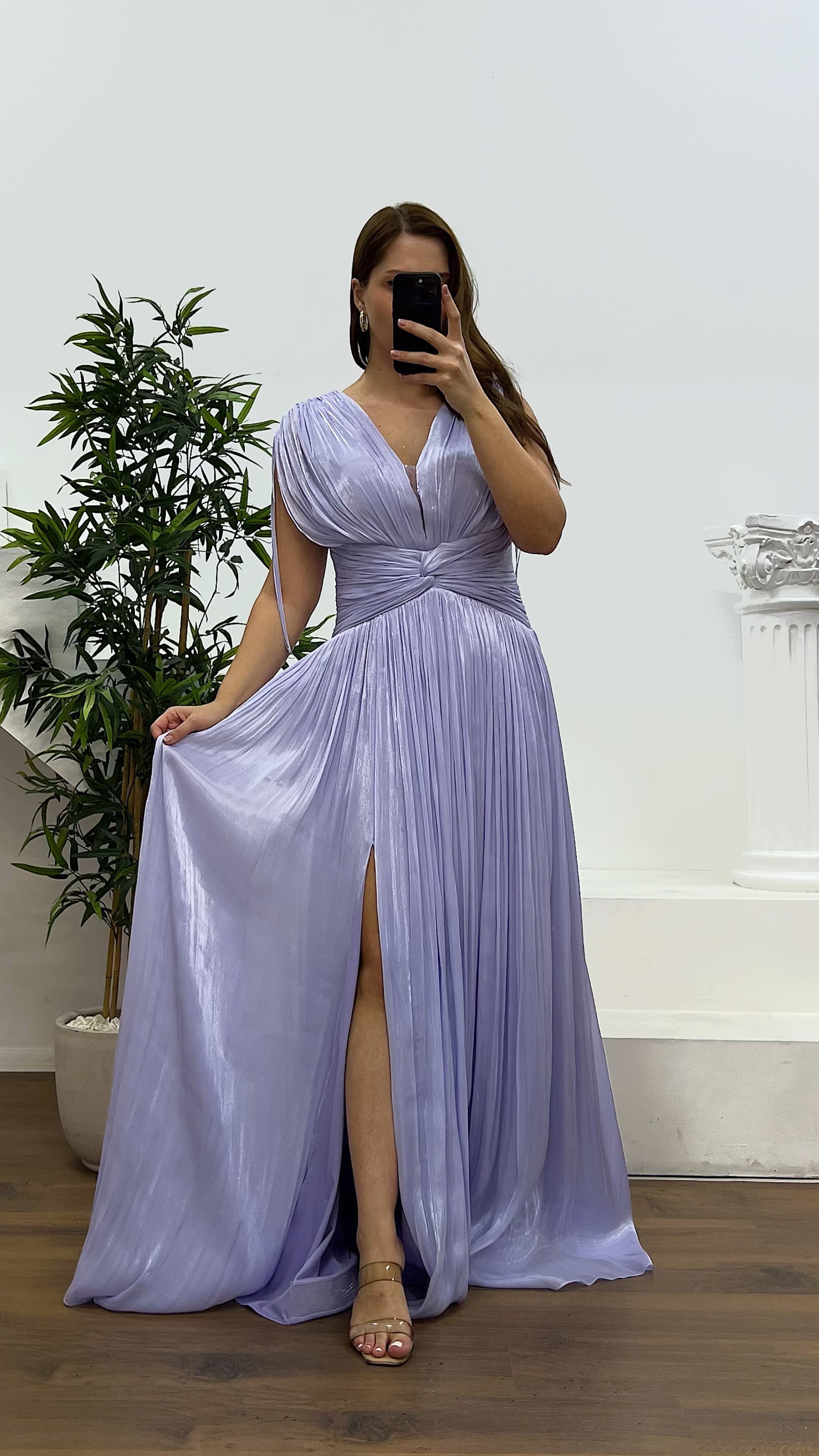 Strappy Pleated Plus Size Evening Dress